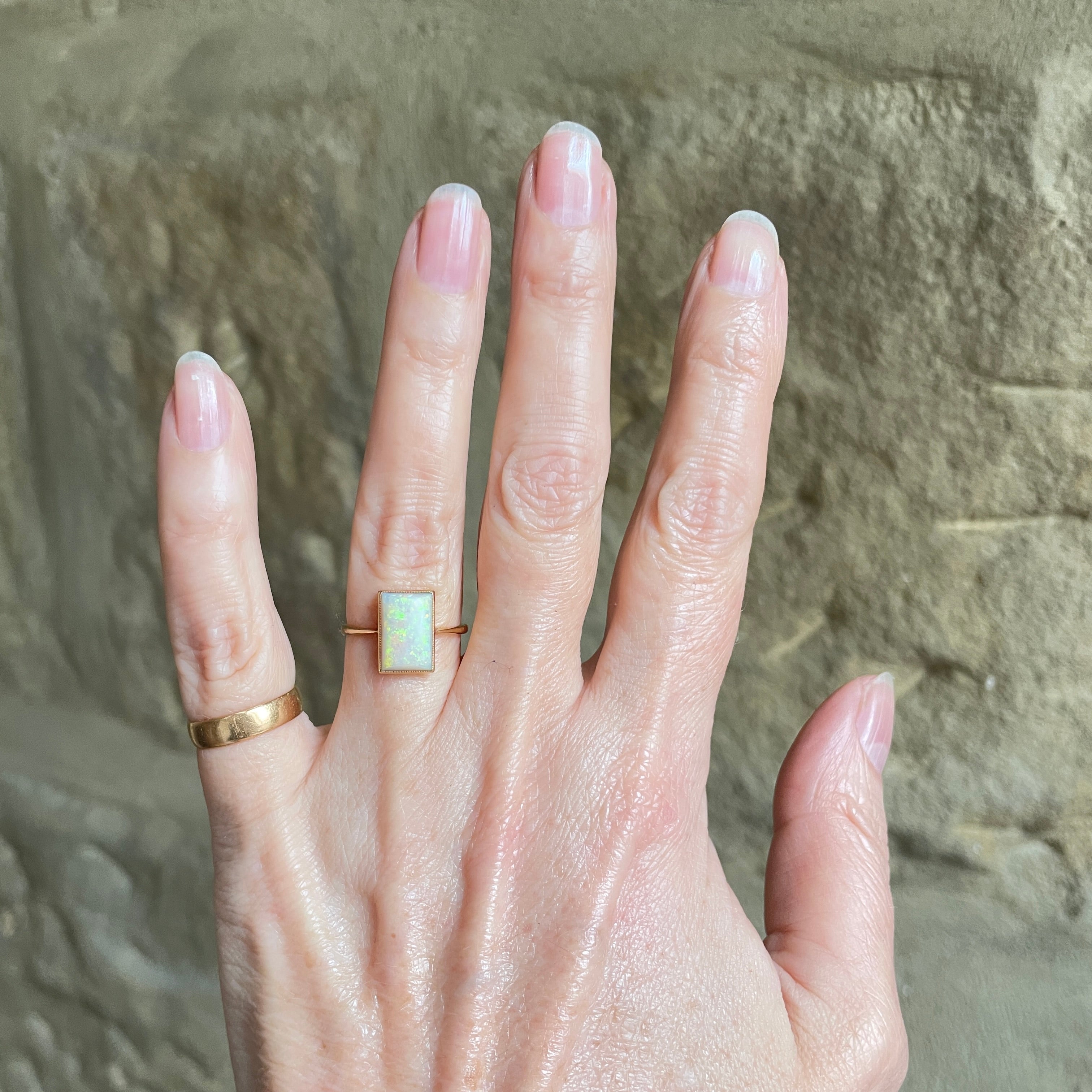 1920s, Art Deco 18ct Gold, Opal Solitaire Ring