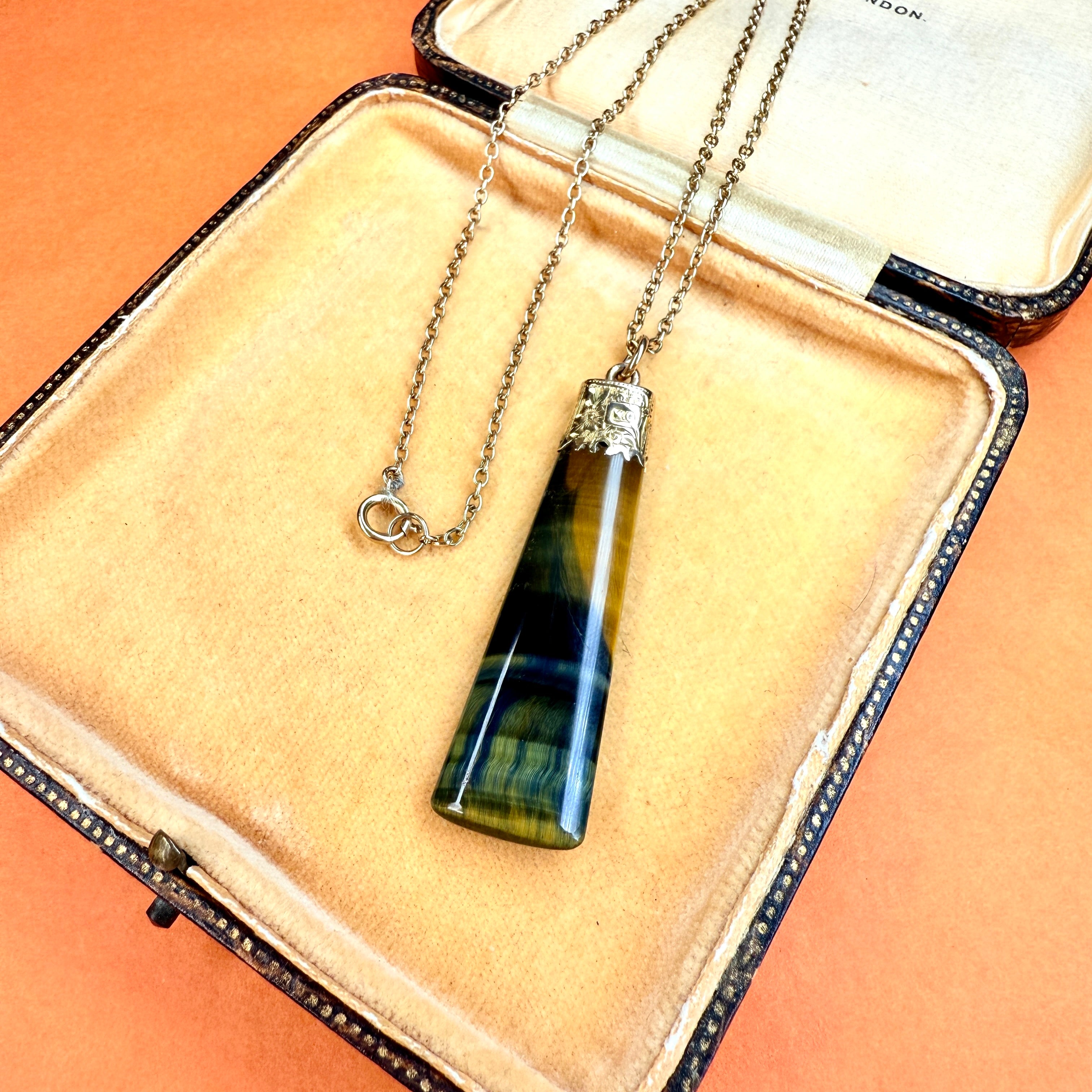 Antique, Edwardian 9ct Gold Hand Engraved Fob Pendant Necklace, Hallmarked 1901