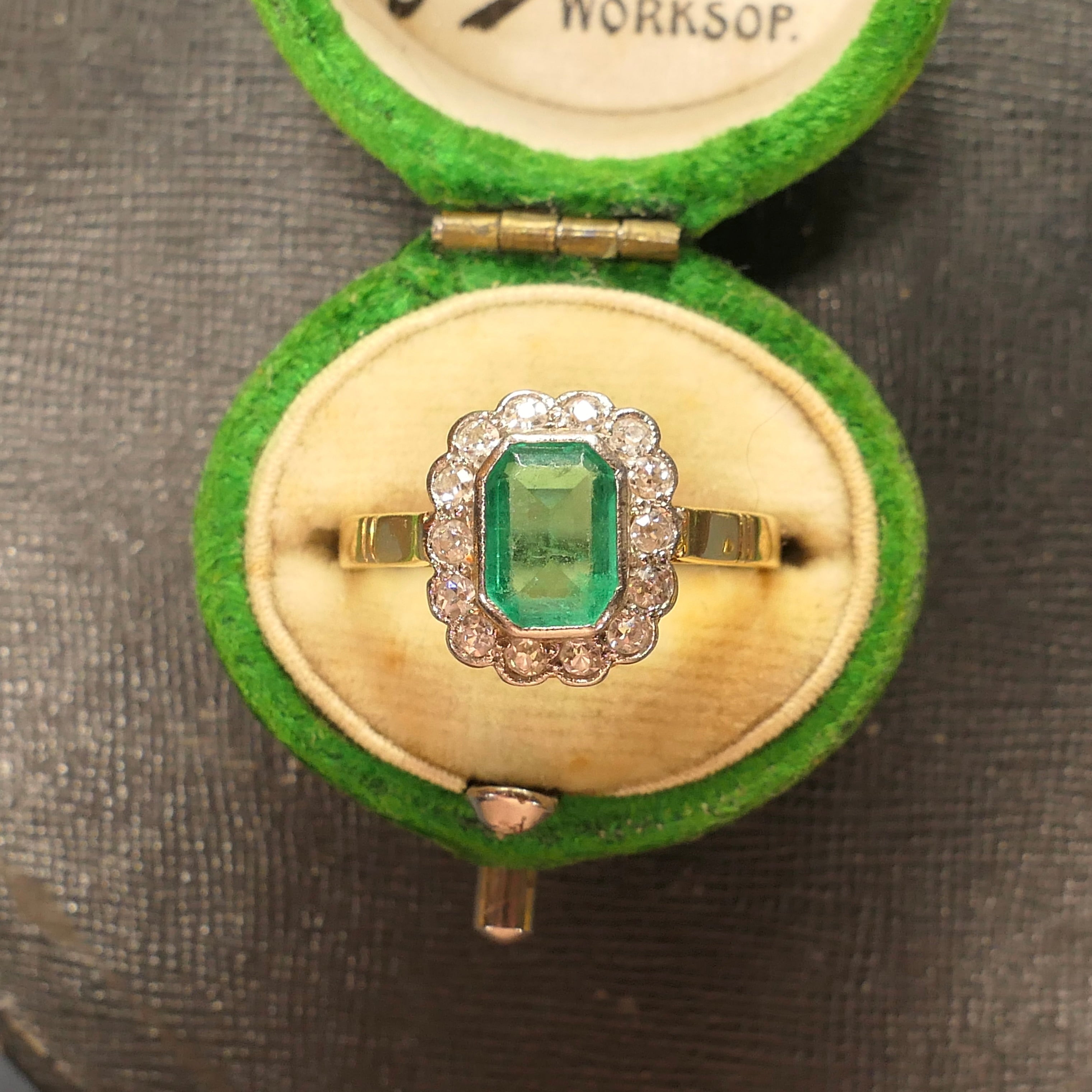 Vintage, deco, emerald and diamond ring