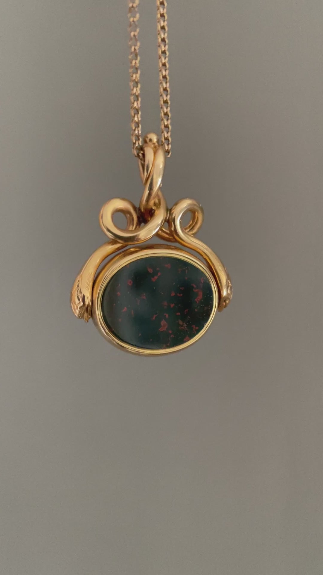 victorian 18ct gold, double snake, bloodstone fob