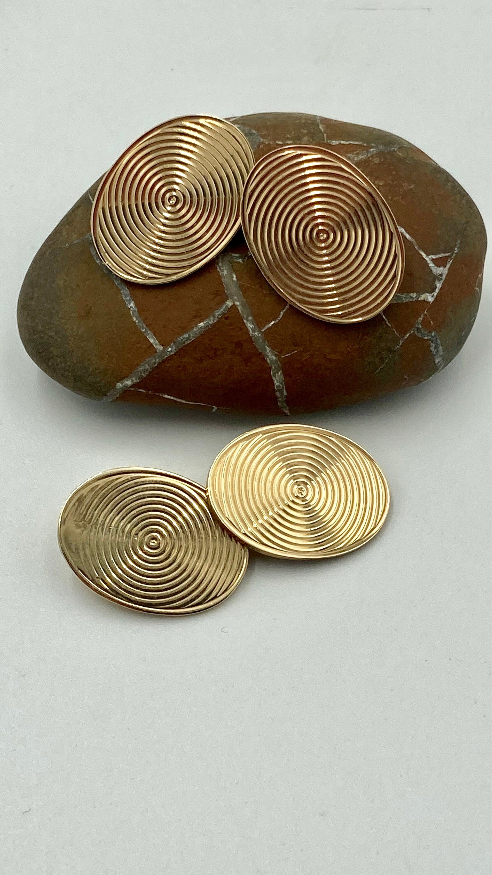 Vintage 1960s 9ct gold oval cufflinks, hallmarked 1961