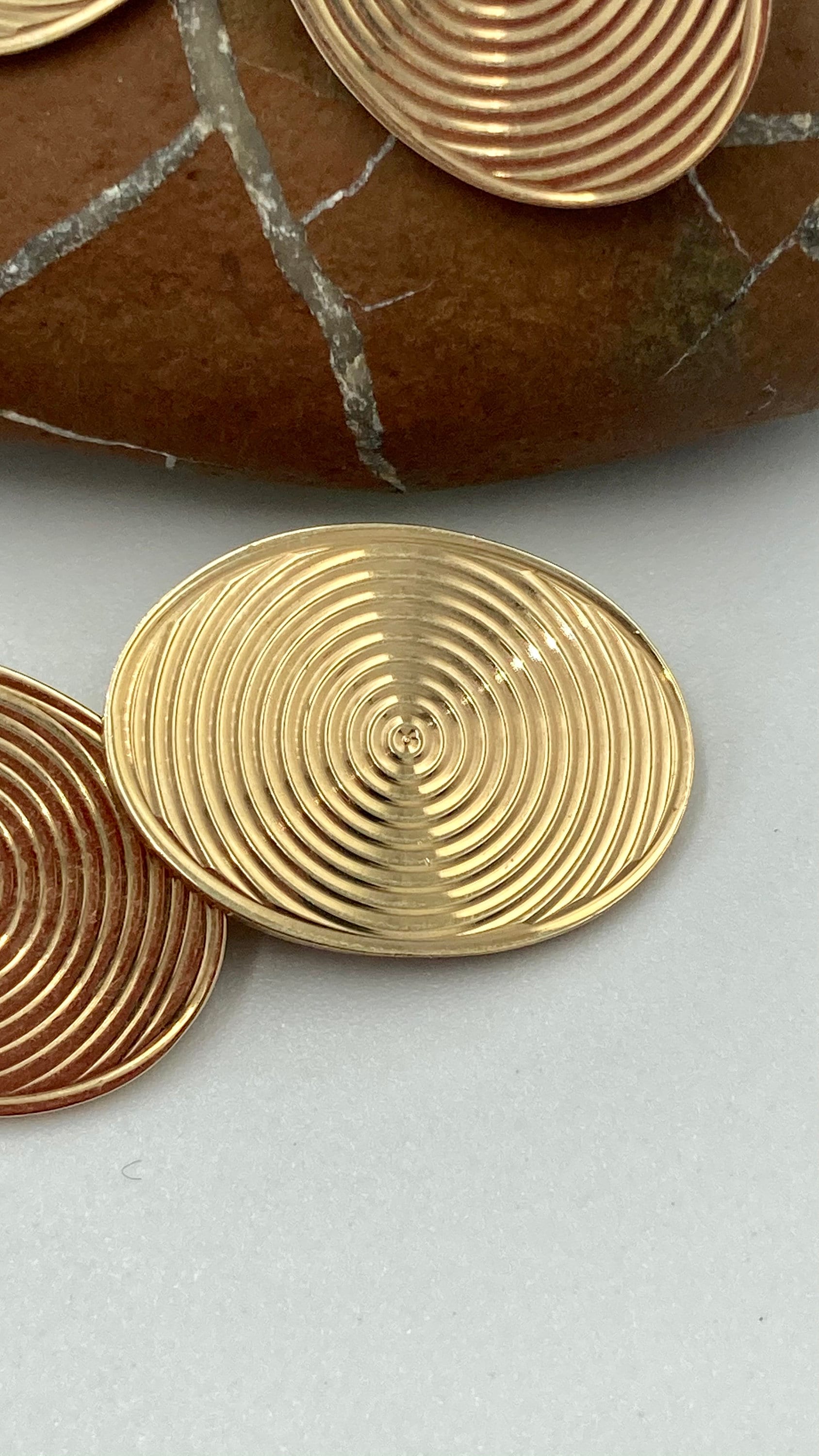 Vintage 1960s 9ct gold oval cufflinks, hallmarked 1961