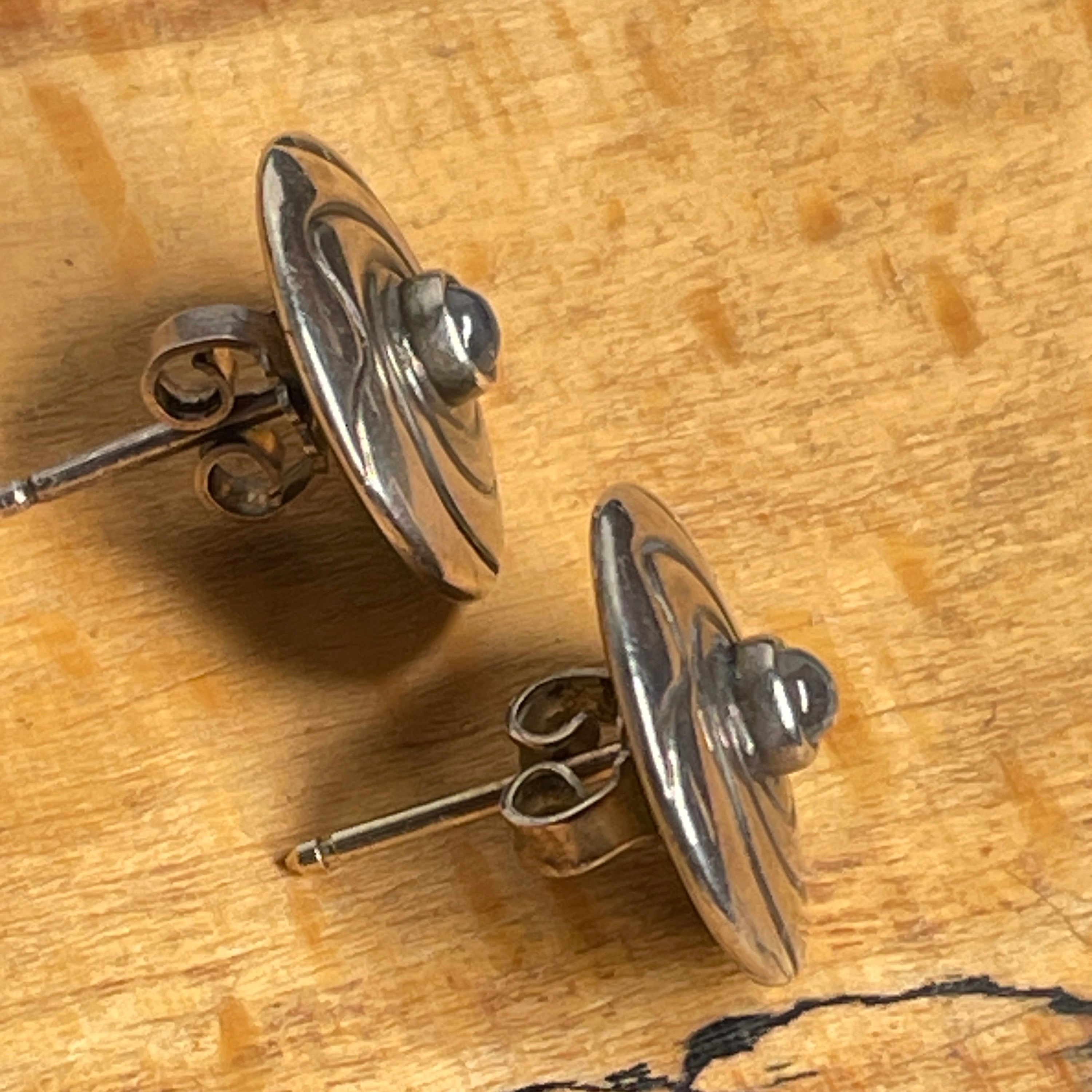 Vintage Georg Jensen, Sterling Silver & Moonstone ,stud earrings, 403A, Ole Kortzau