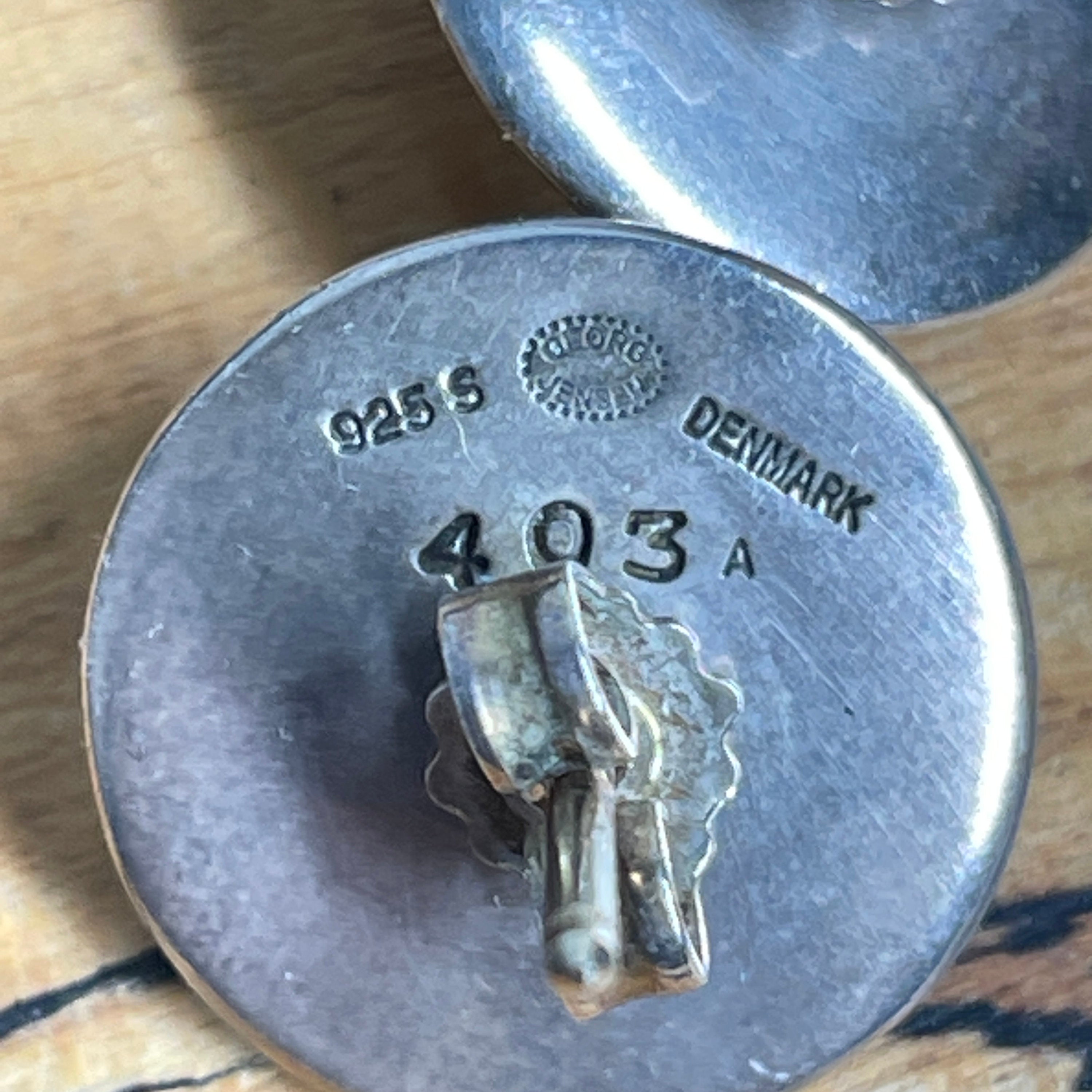 Vintage Georg Jensen, Sterling Silver & Moonstone ,stud earrings, 403A, Ole Kortzau