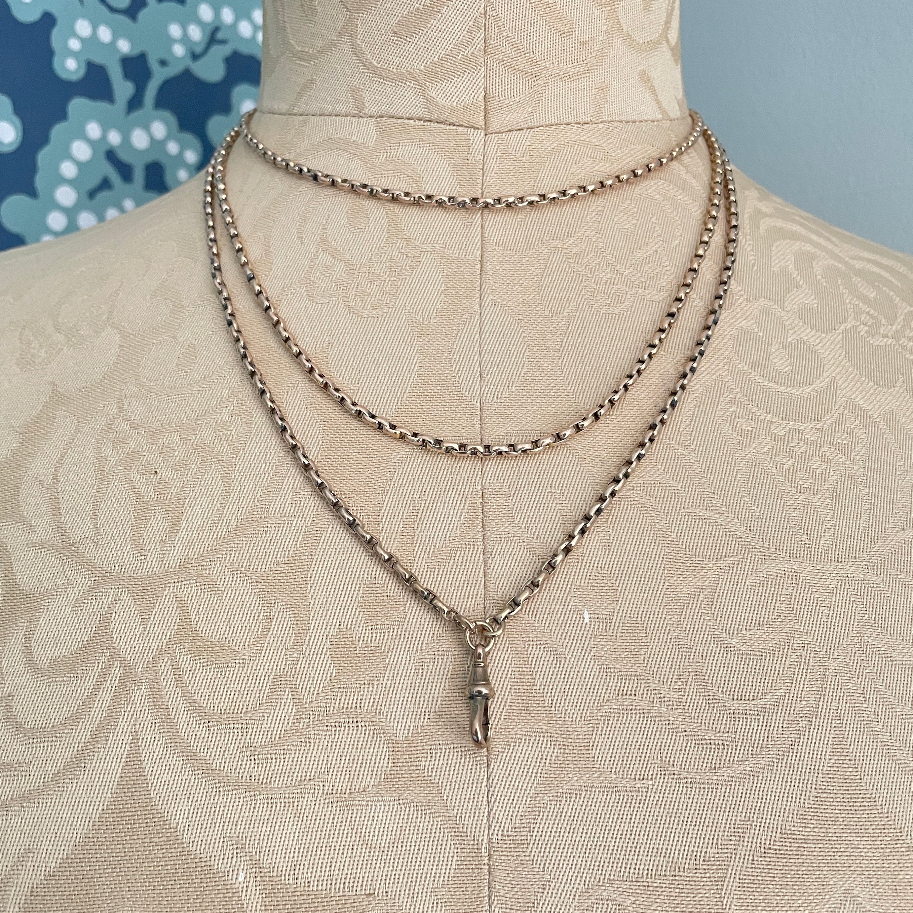Victorian 9ct gold longuard chain, muff chain necklace
