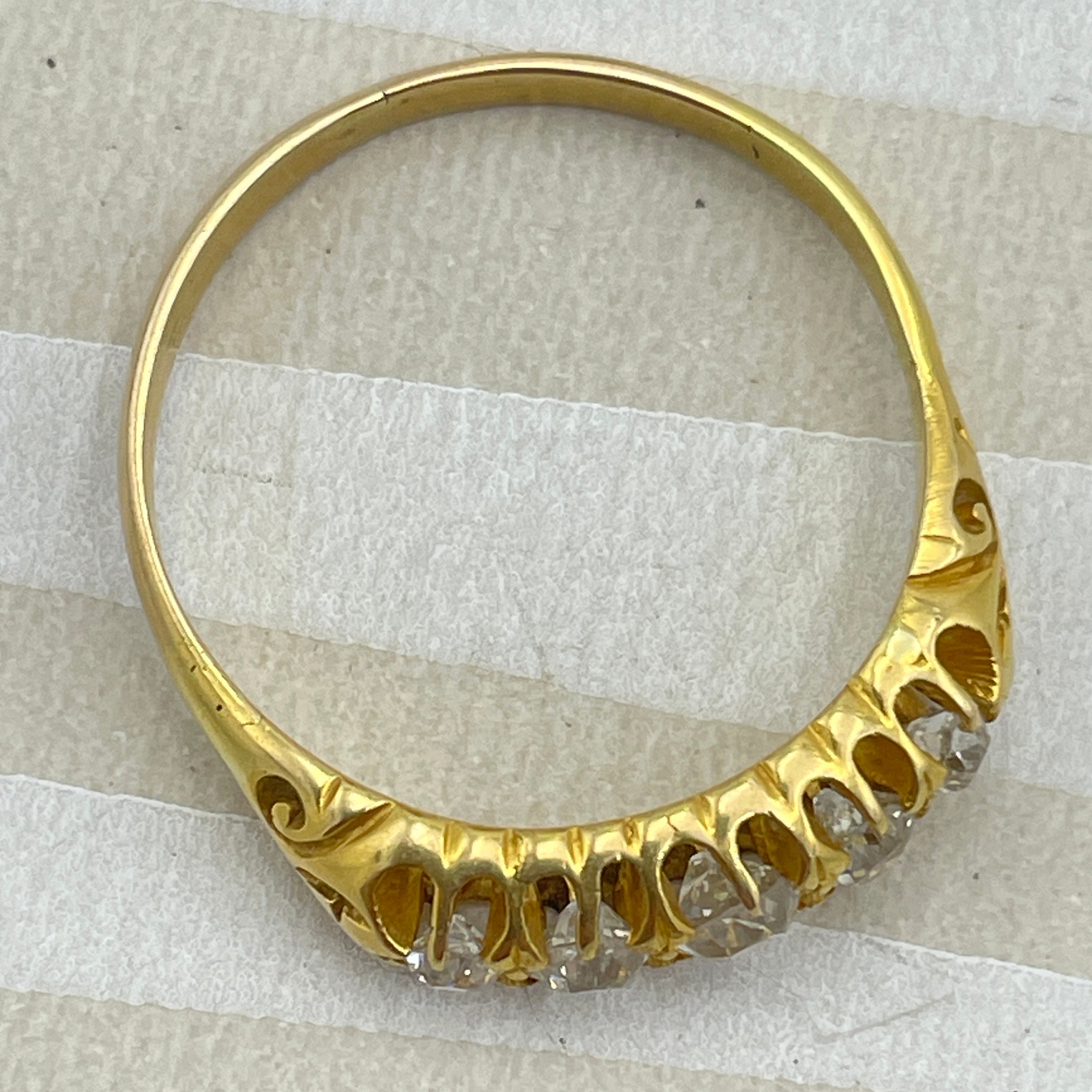 Victorian, 18ct Gold, Old Mine Cut Diamond, Five Stone Ring