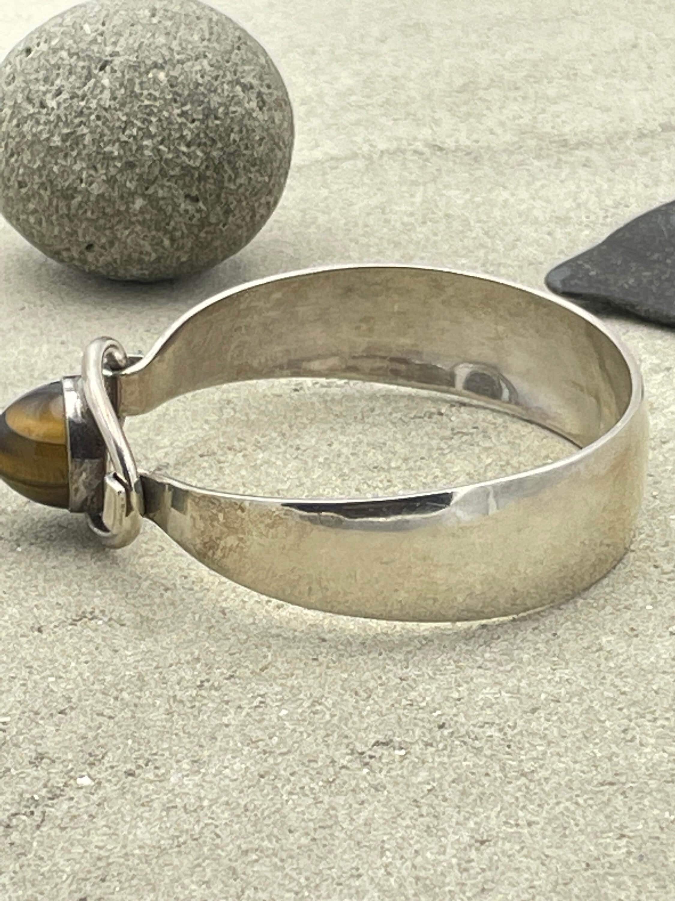 Vintage n.e from of denmark, sterling silver & tigers eye bangle