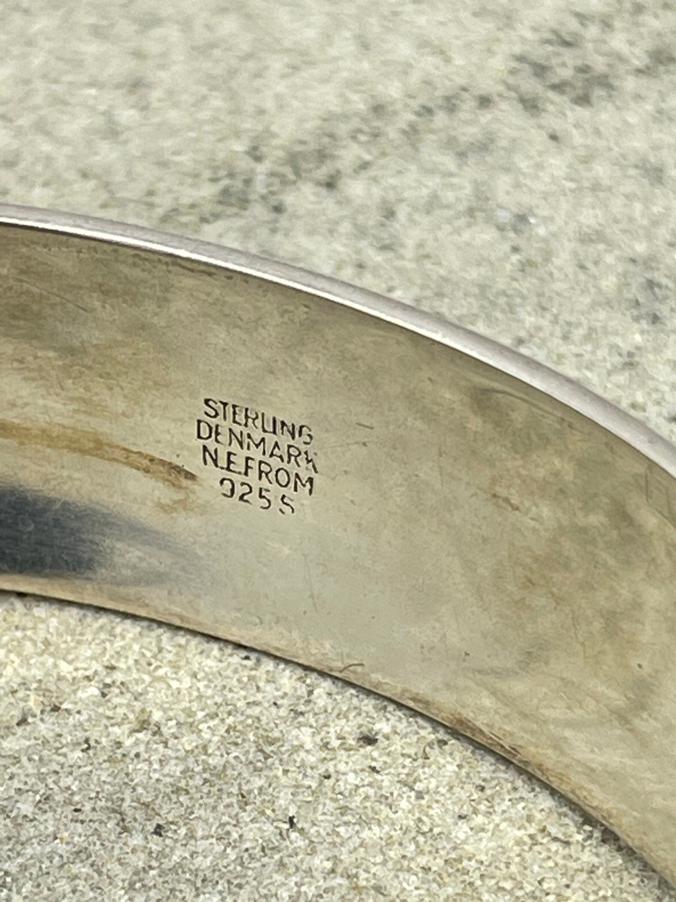 Vintage n.e from of denmark, sterling silver & tigers eye bangle