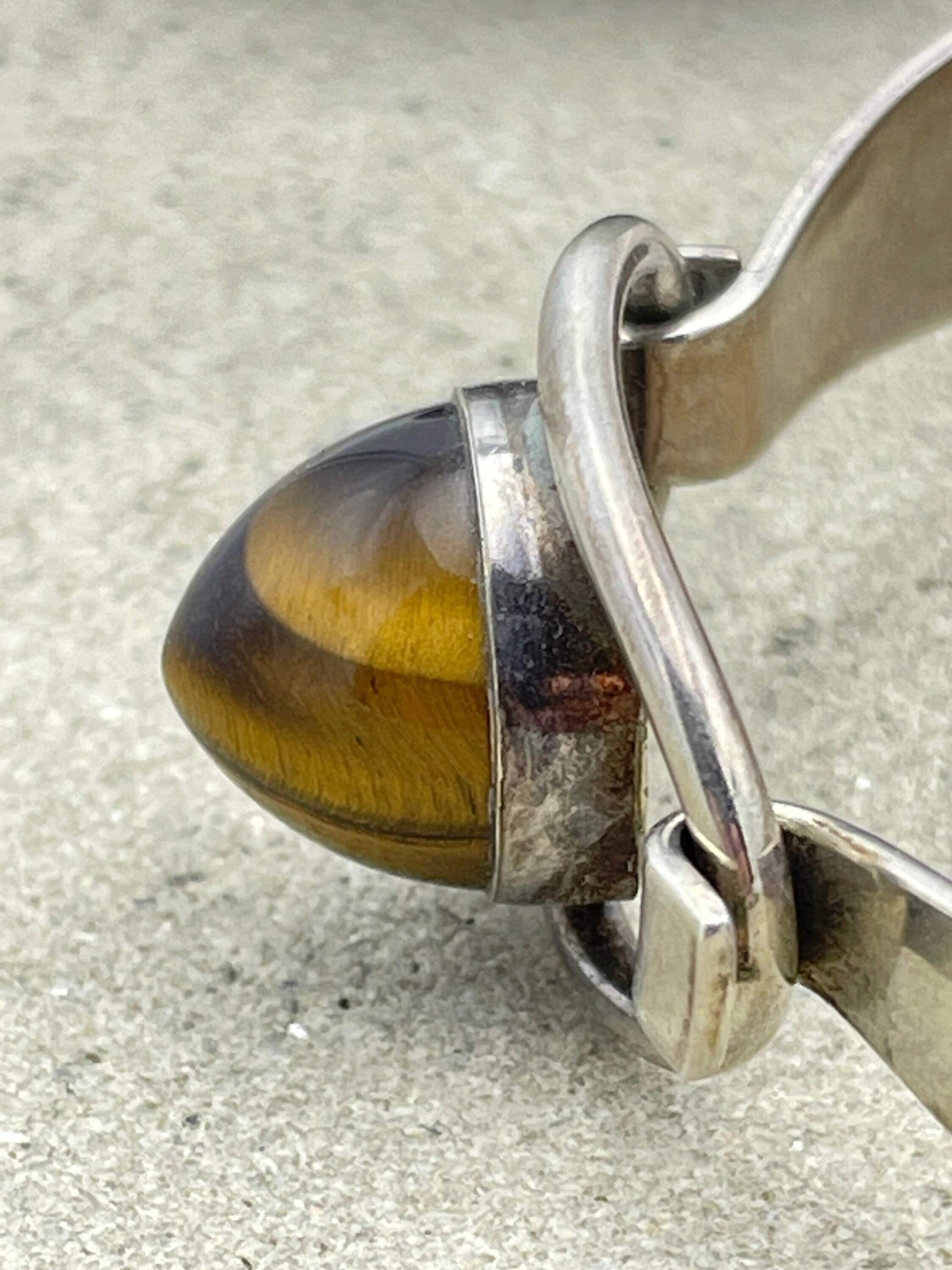 Vintage n.e from of denmark, sterling silver & tigers eye bangle