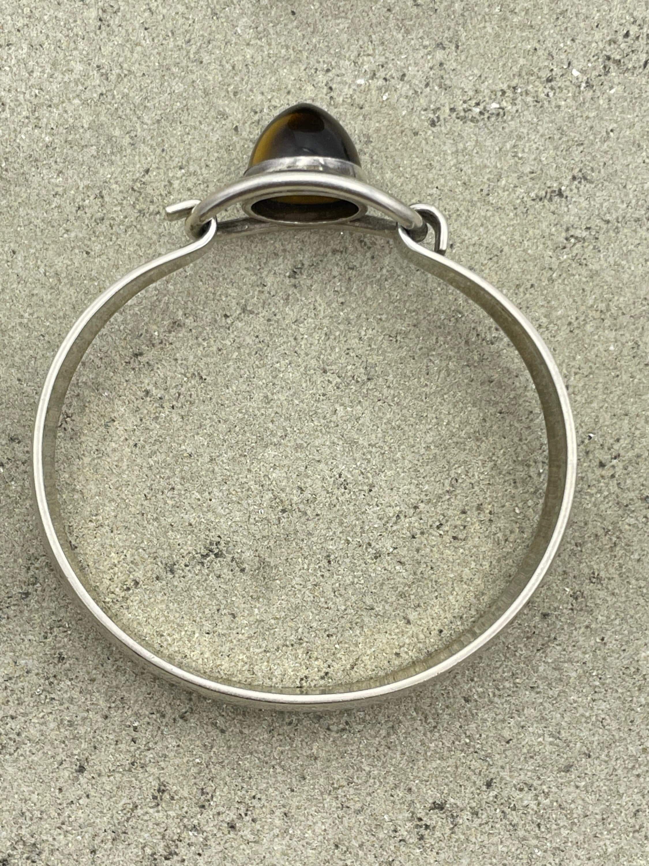 Vintage n.e from of denmark, sterling silver & tigers eye bangle