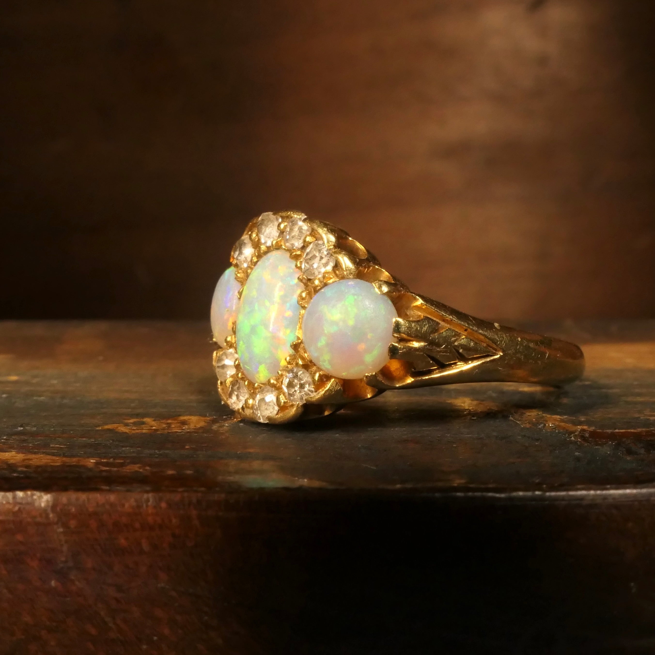 Antique, Opal & Old Cut Diamond Dress Ring