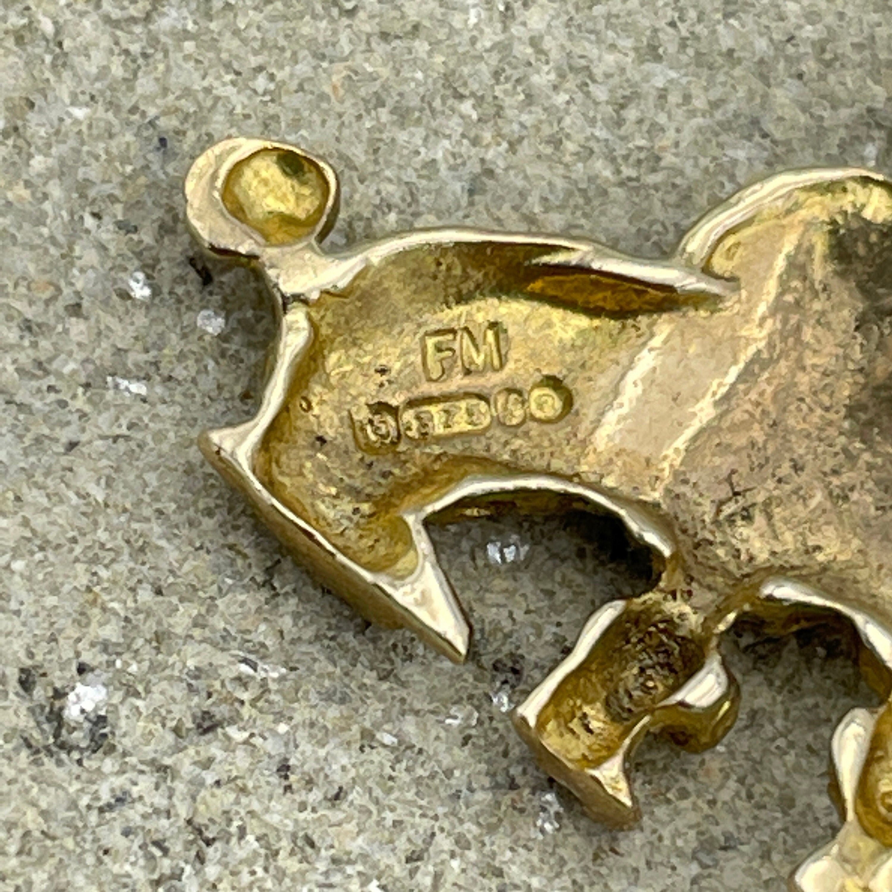 Vintage 9ct Gold Poodle Dog Charm, Pendant