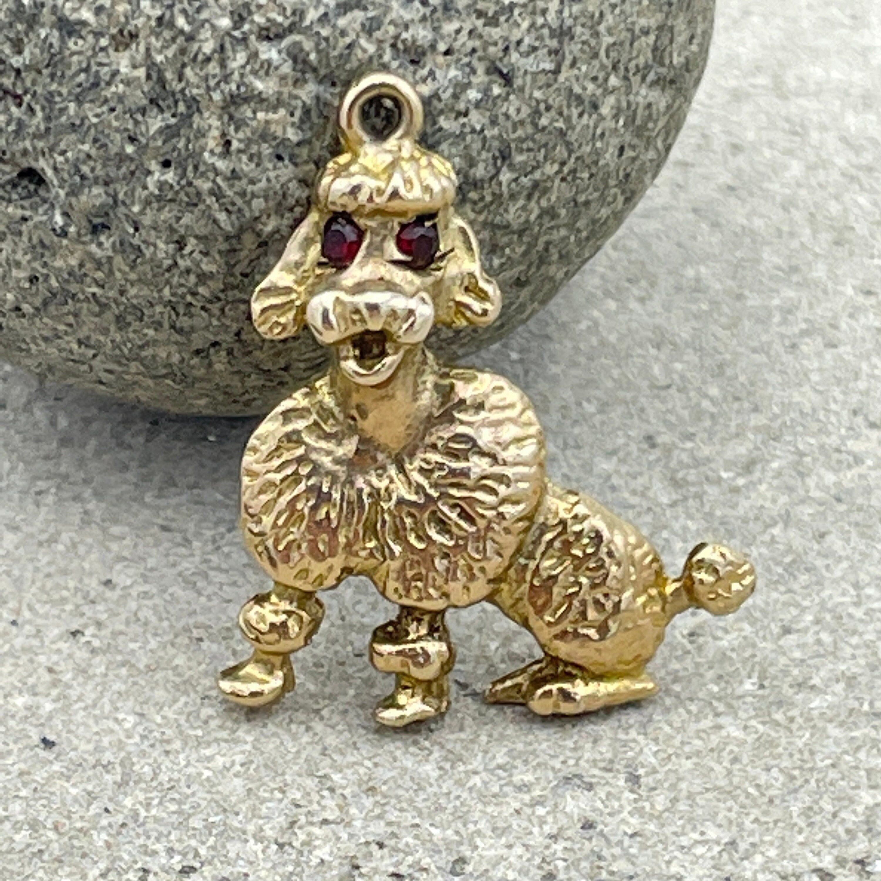 Vintage 9ct Gold Poodle Dog Charm, Pendant