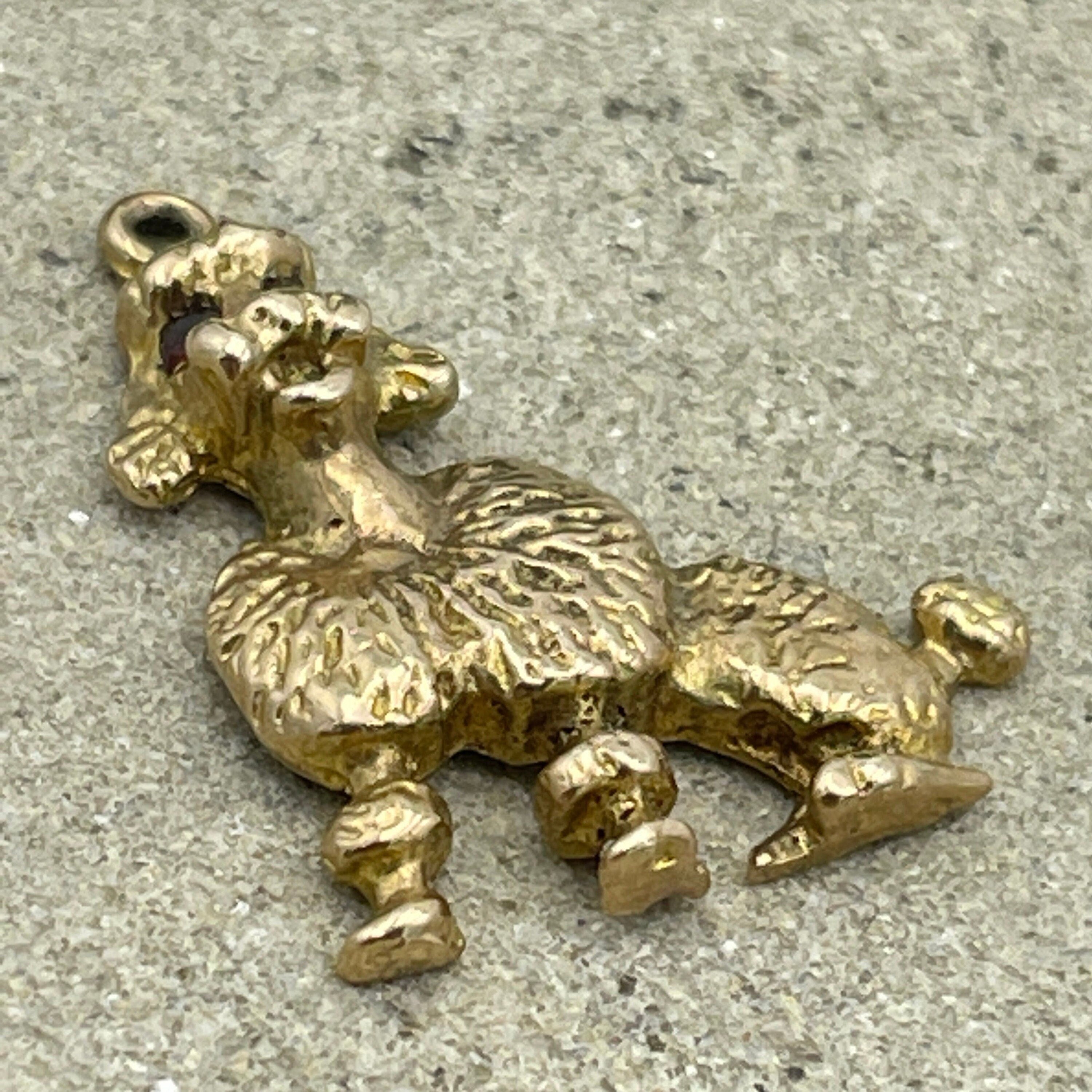 Vintage 9ct Gold Poodle Dog Charm, Pendant