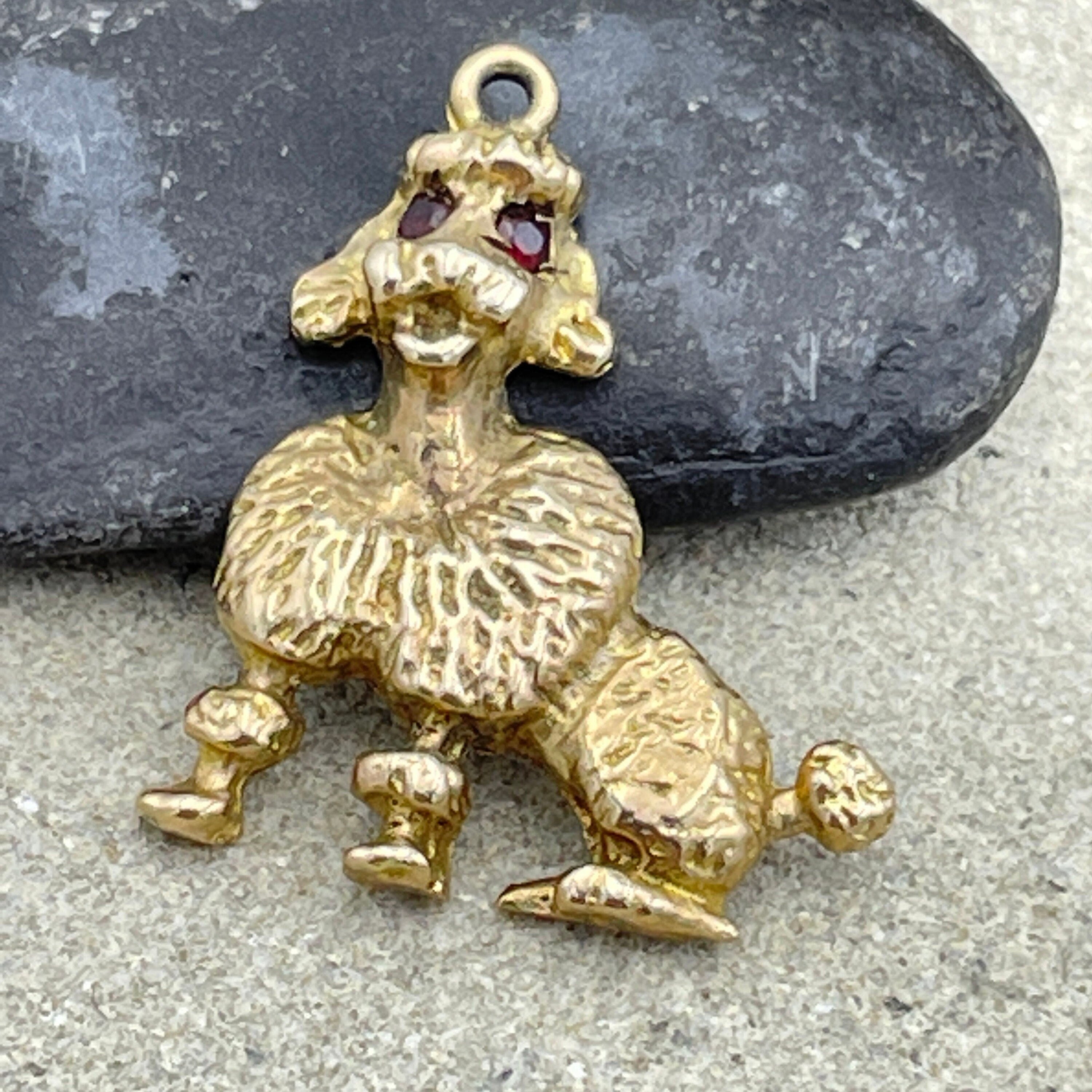 Vintage 9ct Gold Poodle Dog Charm, Pendant