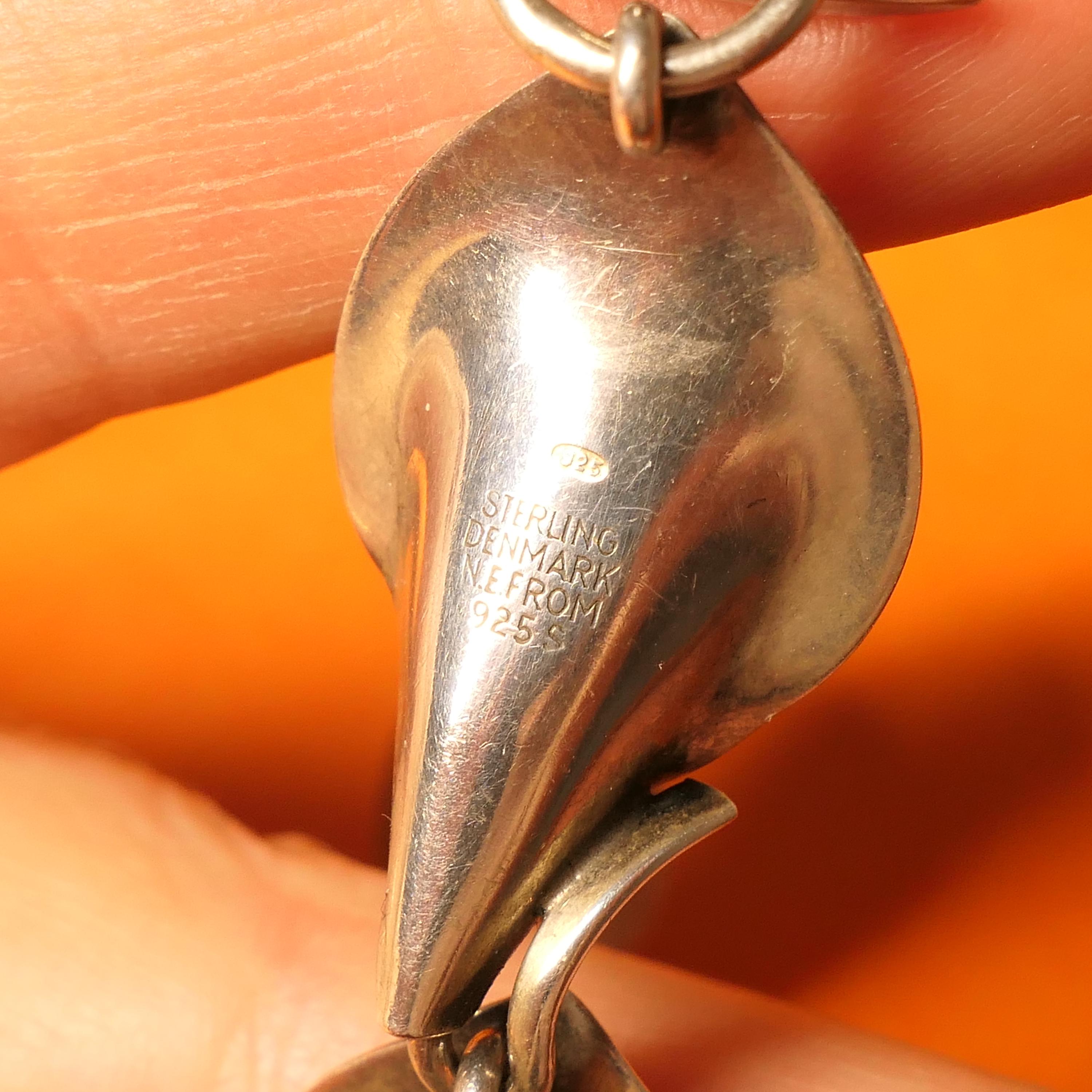 Vintage 1960s N.E From Sterling Silver Lily Necklace
