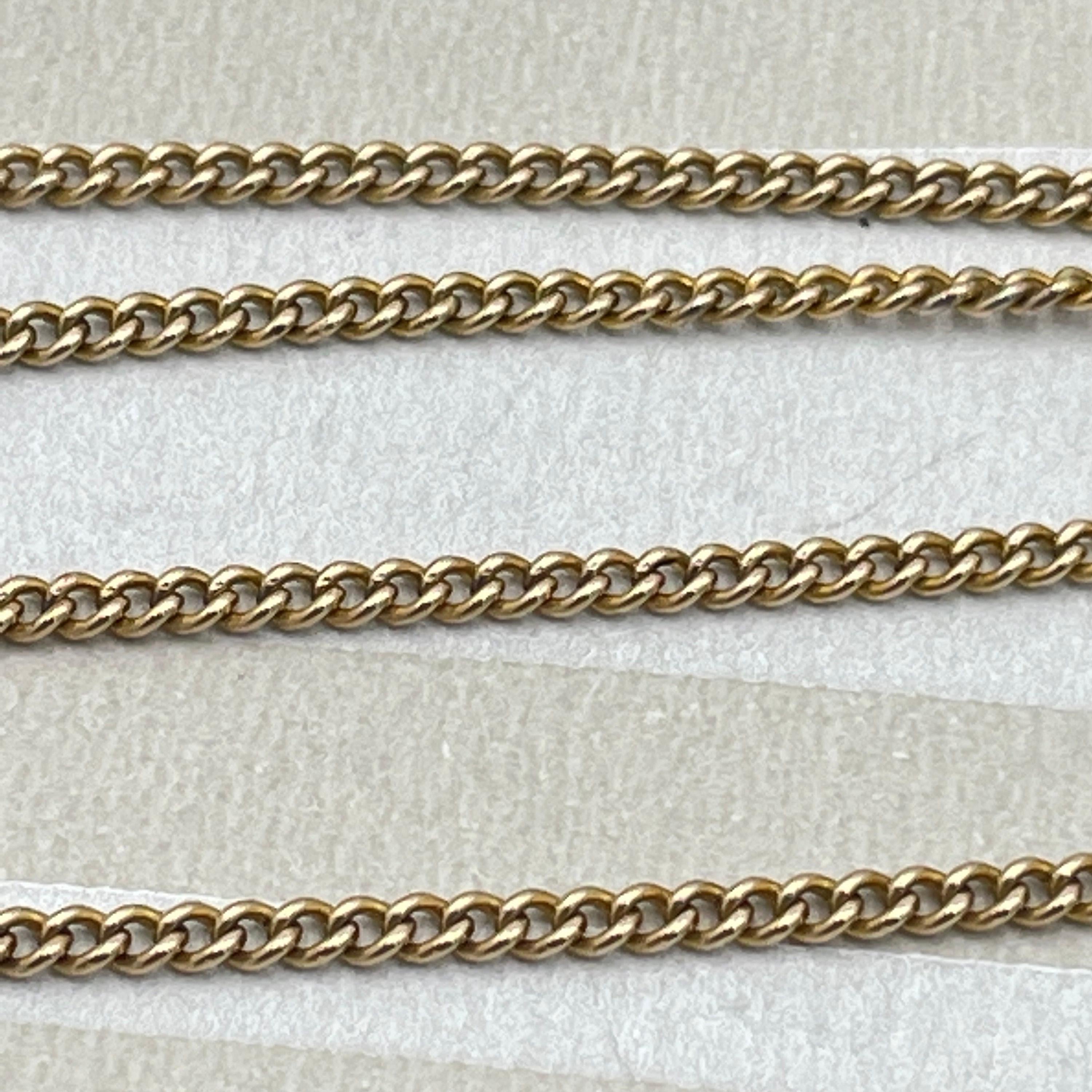 Antique, 9ct Gold, Fine Curb Link Chain, With Barrel Clasp