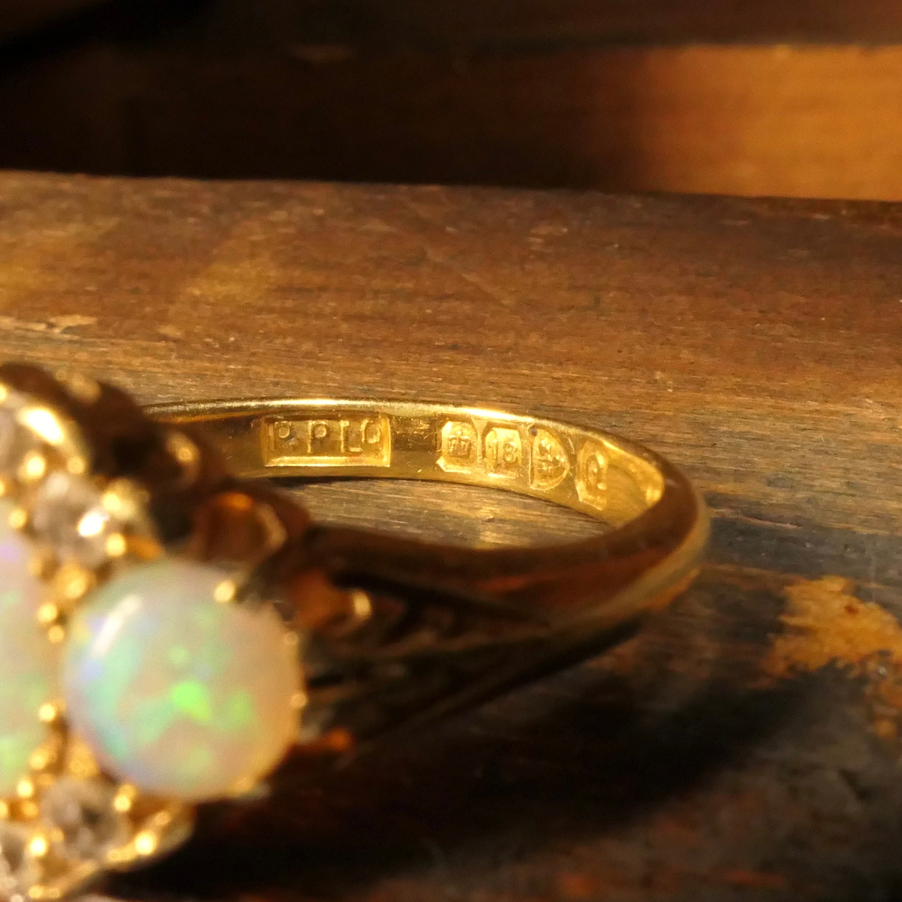 Antique, Opal & Old Cut Diamond Ring