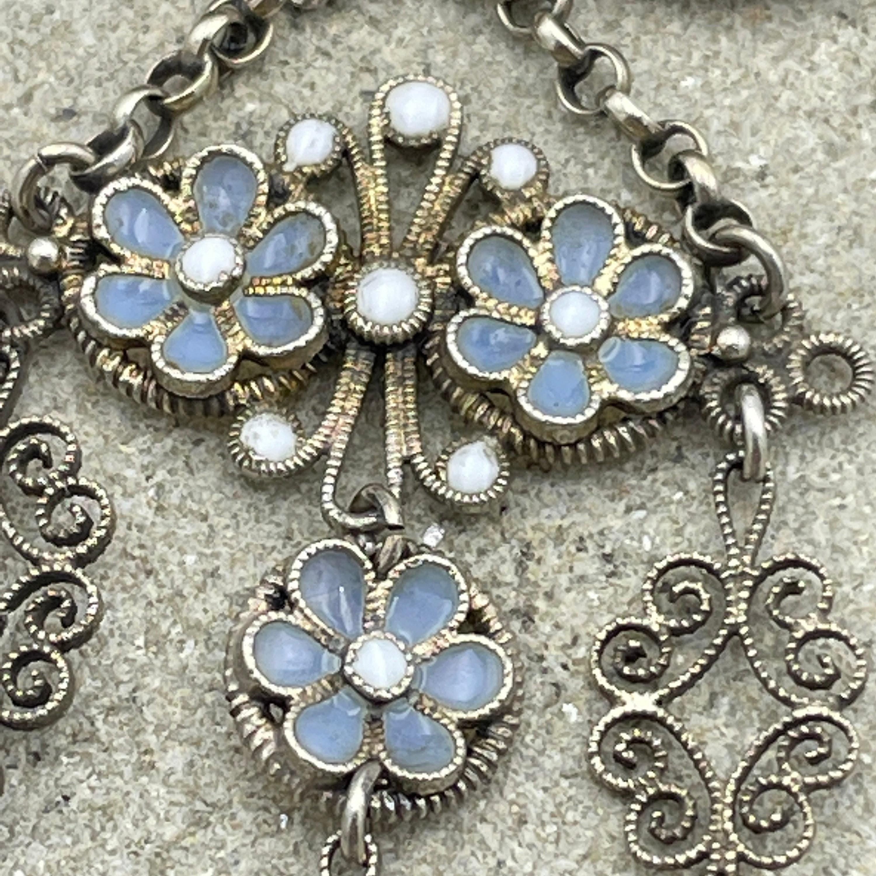 Antique norwegian enamel and filegree 830s silver brooch attributed to