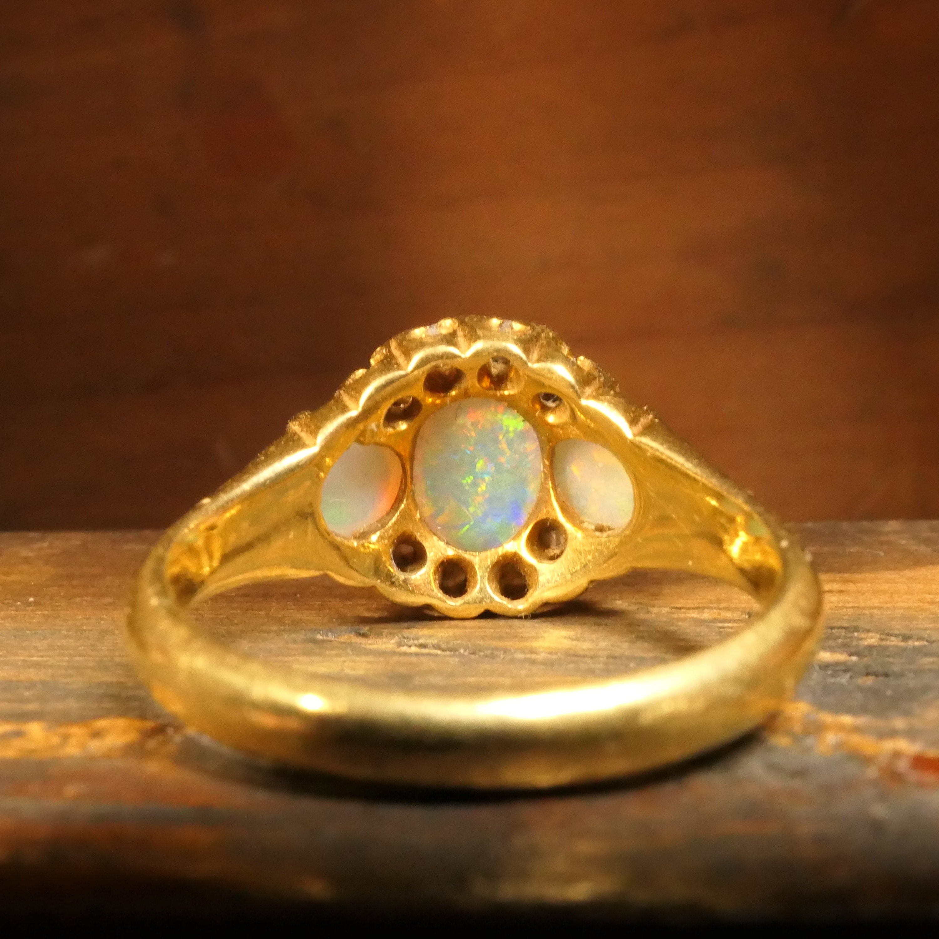 Antique, Opal & Old Cut Diamond Ring