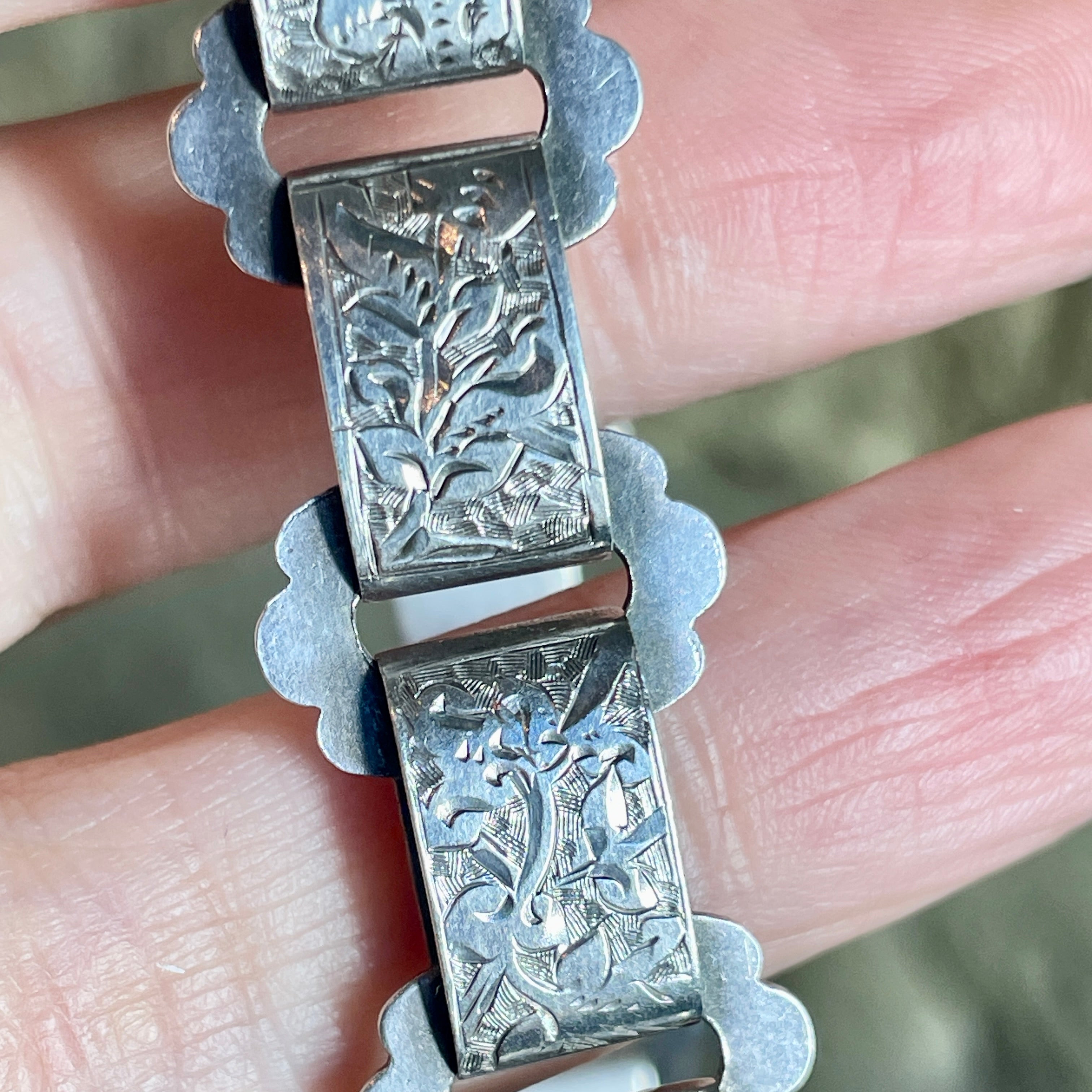 Victorian Sterling Silver, Book Chain Collar Necklace, 52 Grams