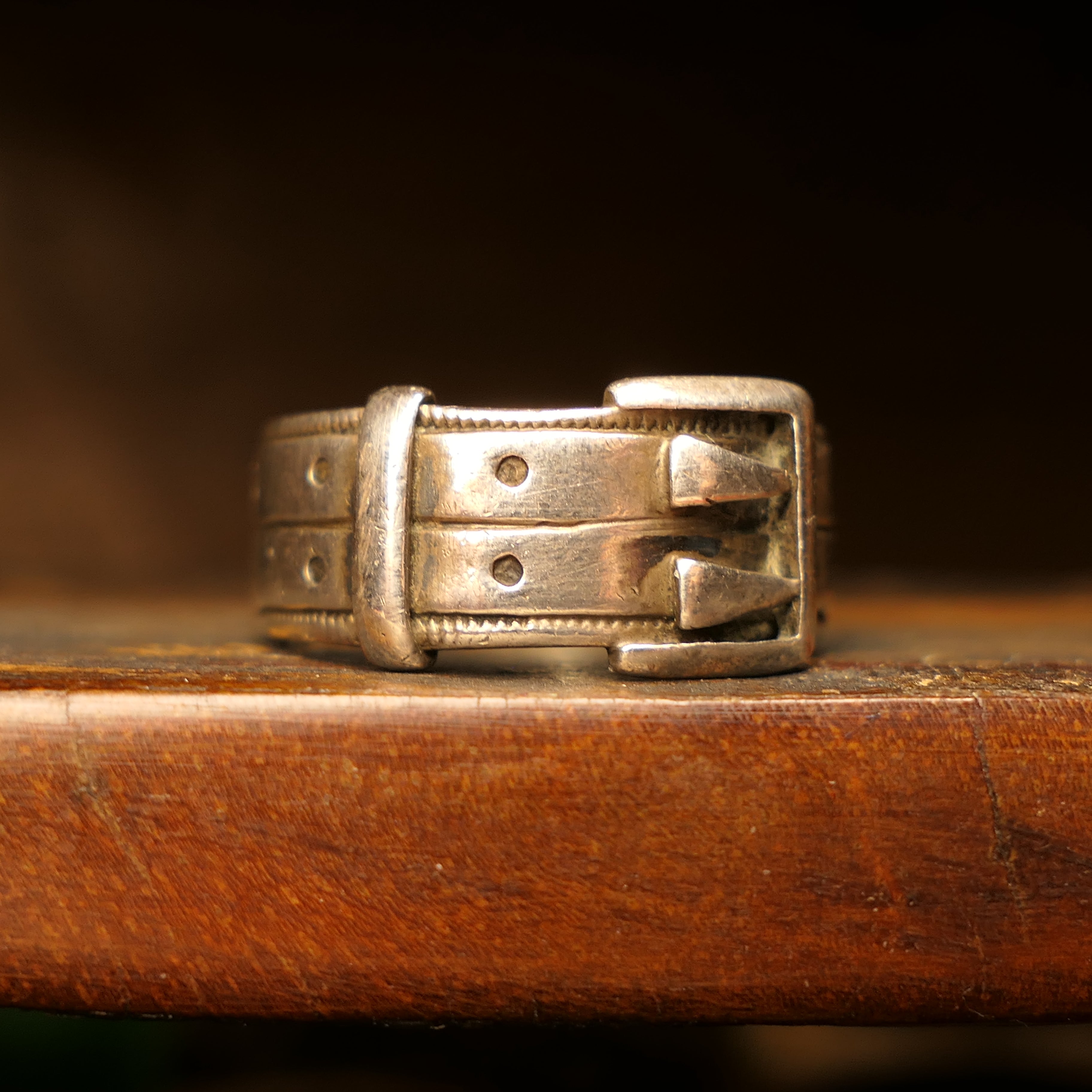 Victorian Sterling Silver, Chunky Wide Band Buckle Ring, Hallmarked 1896