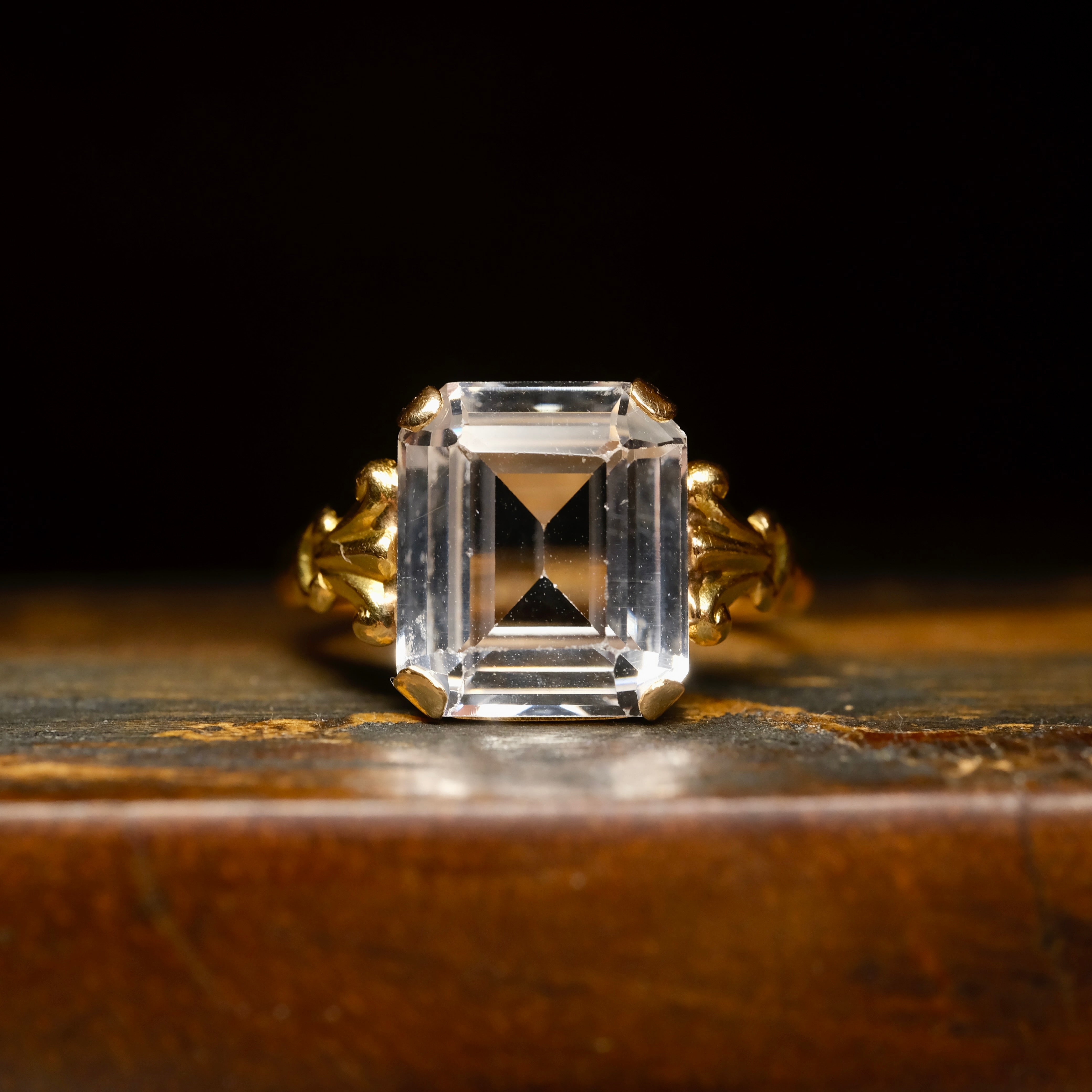 1940s, 18ct Gold, Rock Crystal Quartz, Solitaire Ring