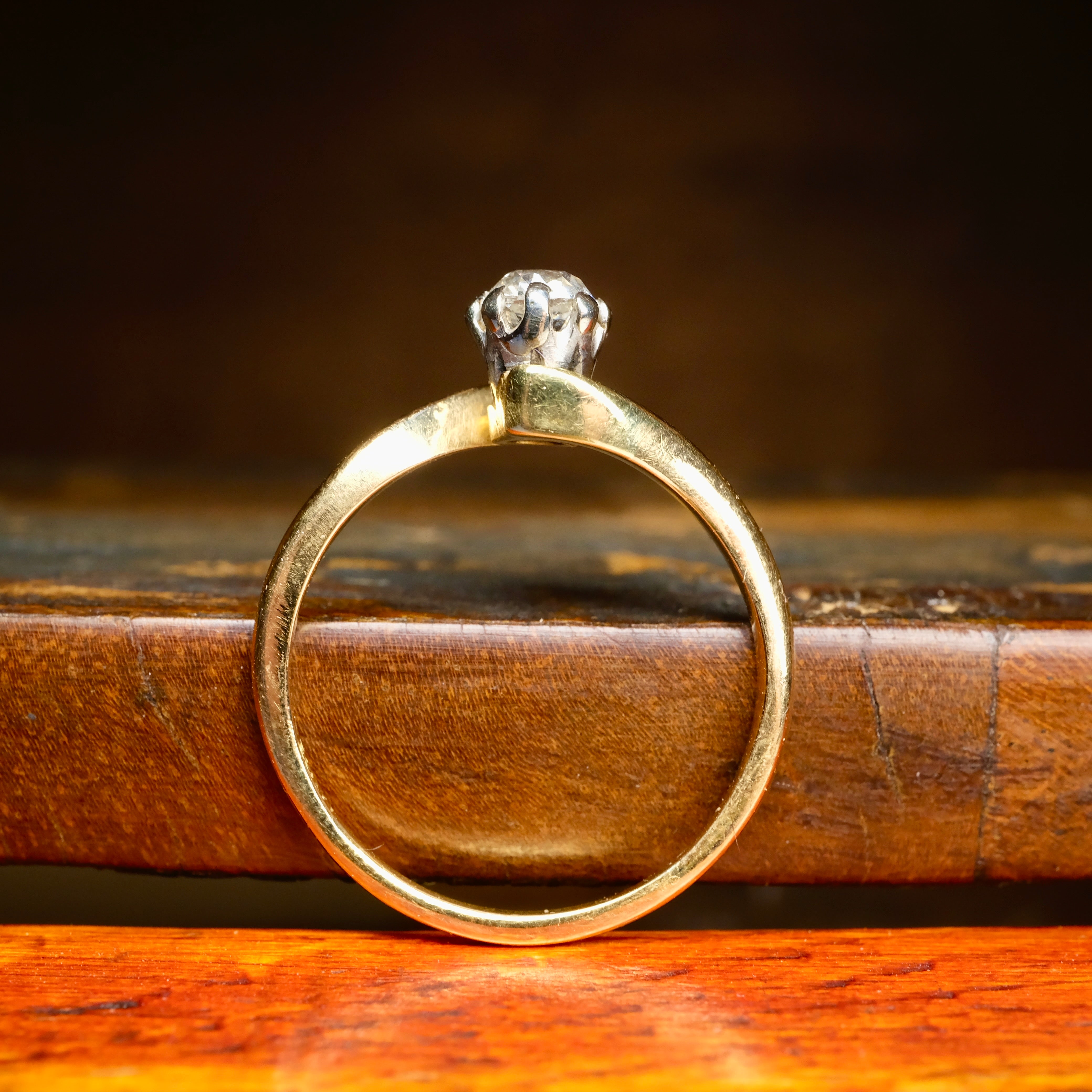 Antique, Edwardian, 18ct Gold, Old Cut Diamond Solitaire Engagement Ring