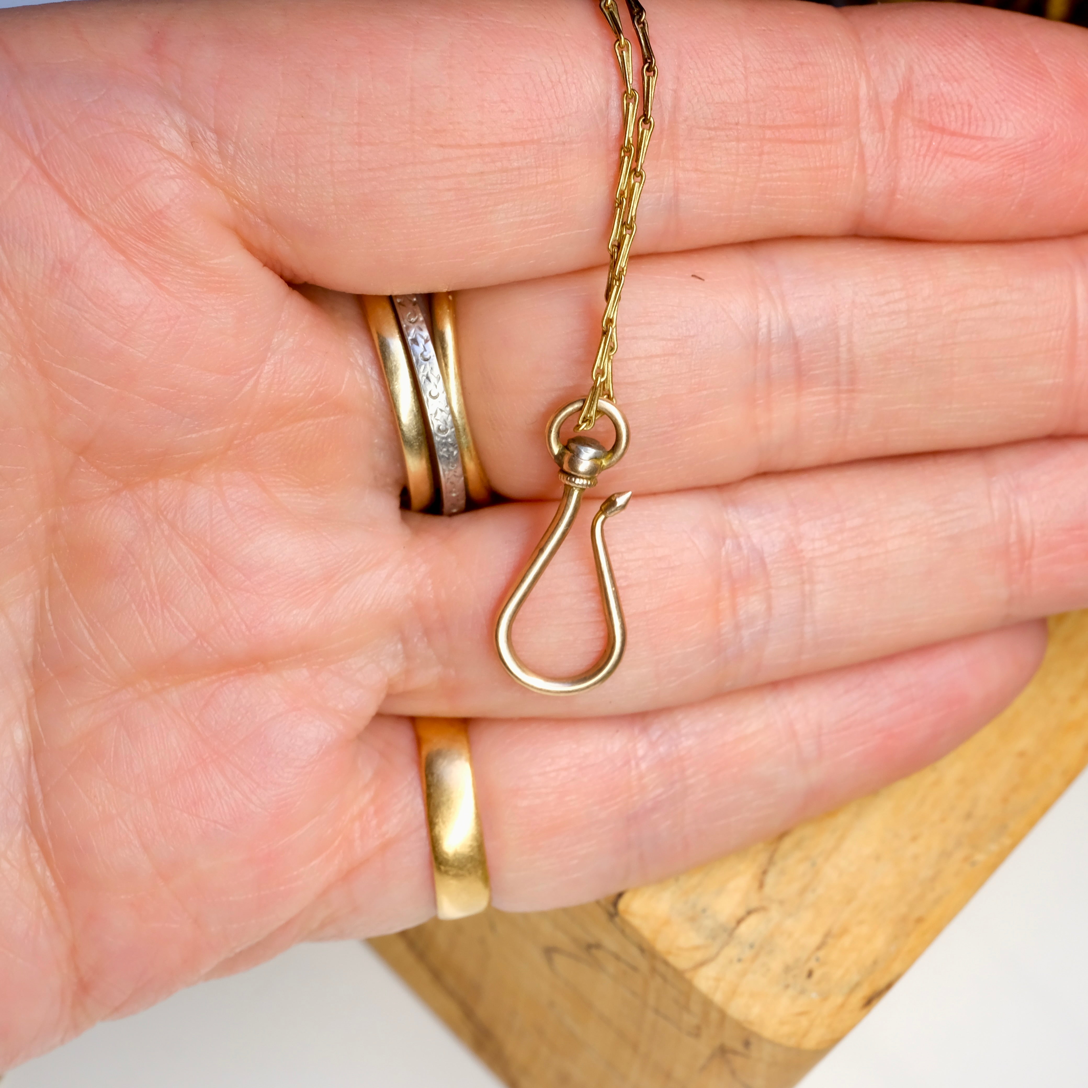 Antique 9ct Gold Shepherds Hook Fob Pendant