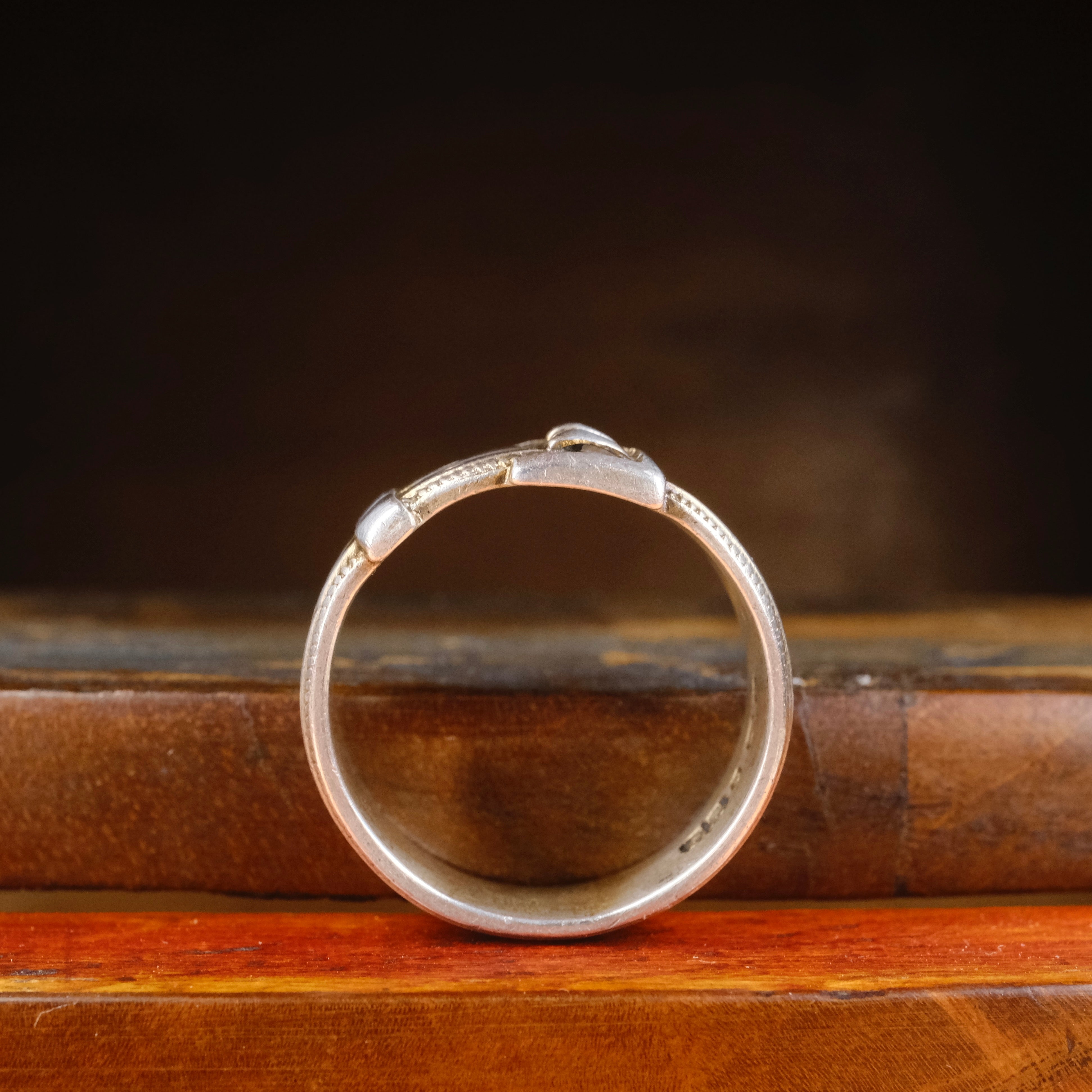 Antique, Edwardian Sterling Silver, Chunky Wide Band Buckle Ring, Hallmarked 1905