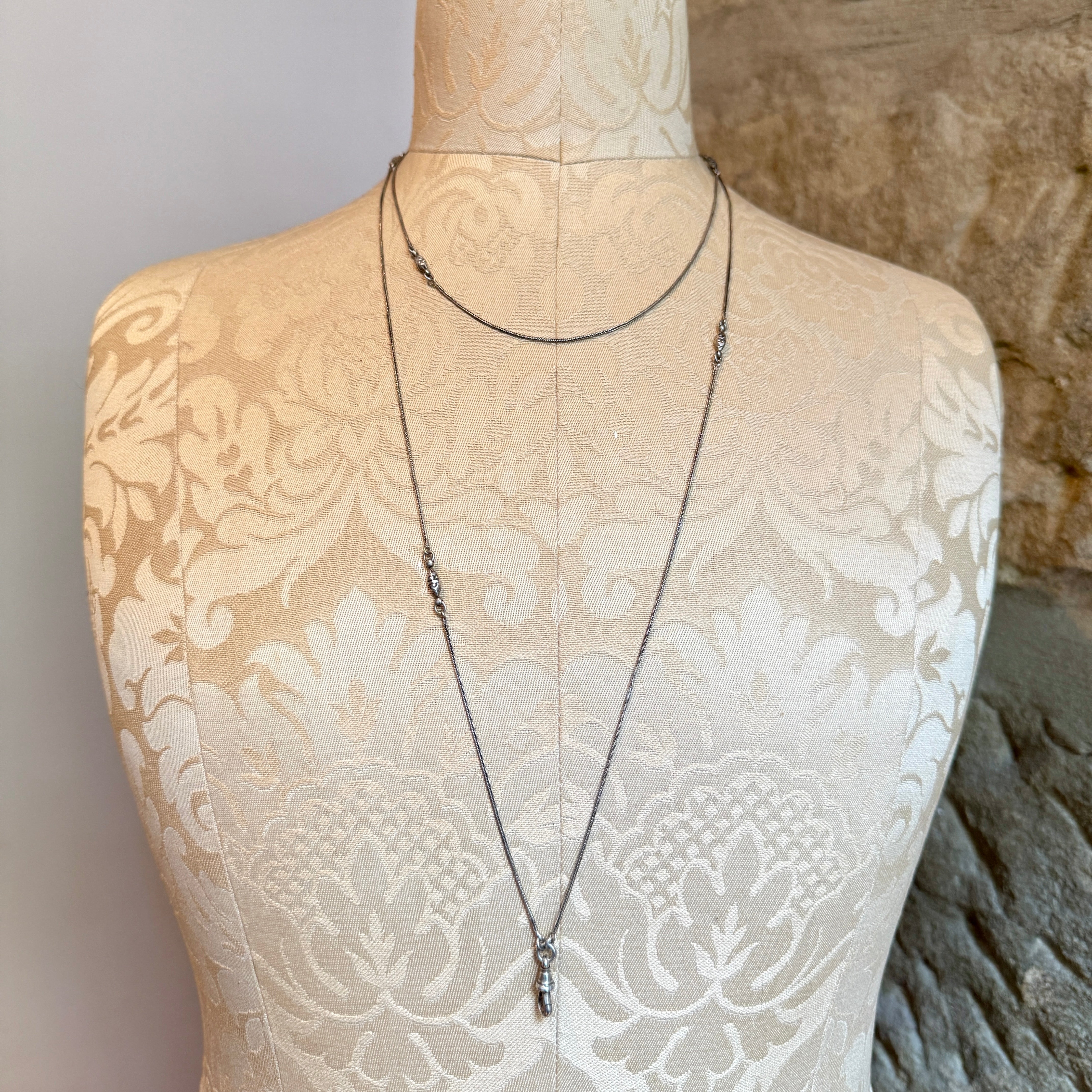 Antique, Silver, Fancy Longuard Chain Necklace, c1900