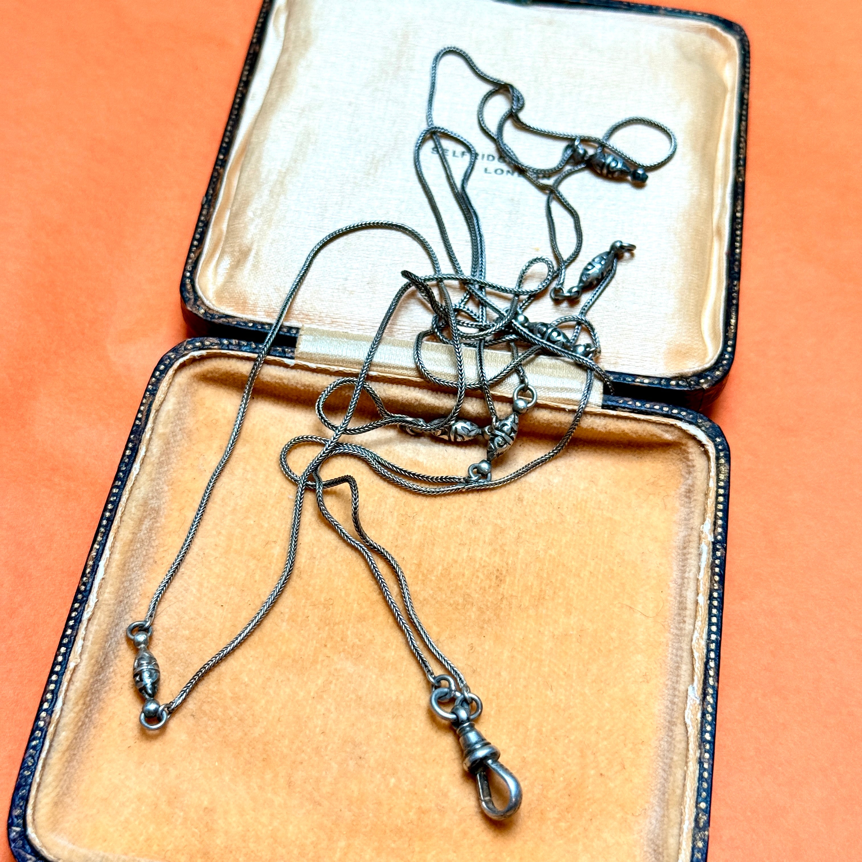 Antique, Silver, Fancy Longuard Chain Necklace, c1900