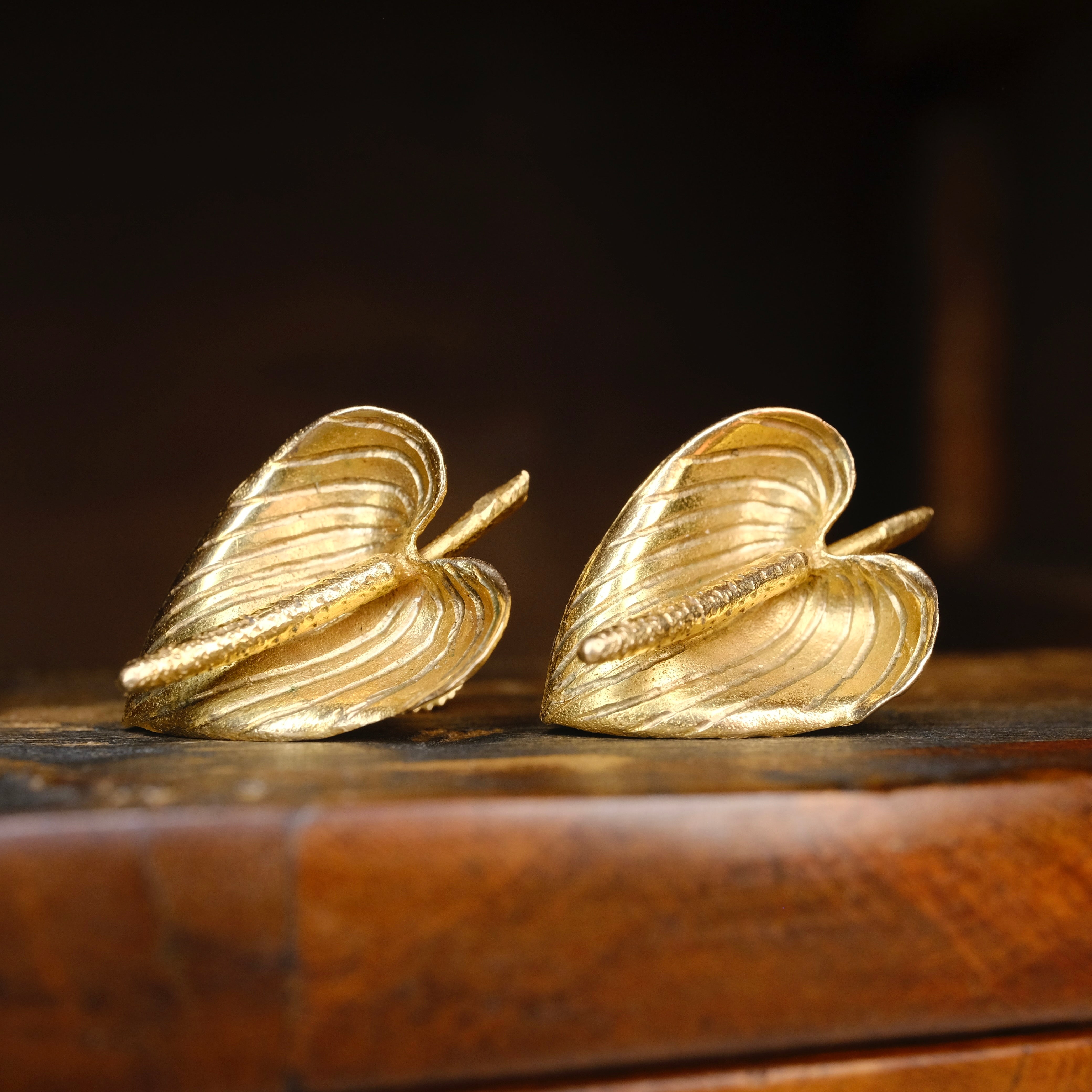 Mid 20th Century, 9ct Gold, Lily Screw Back Earrings