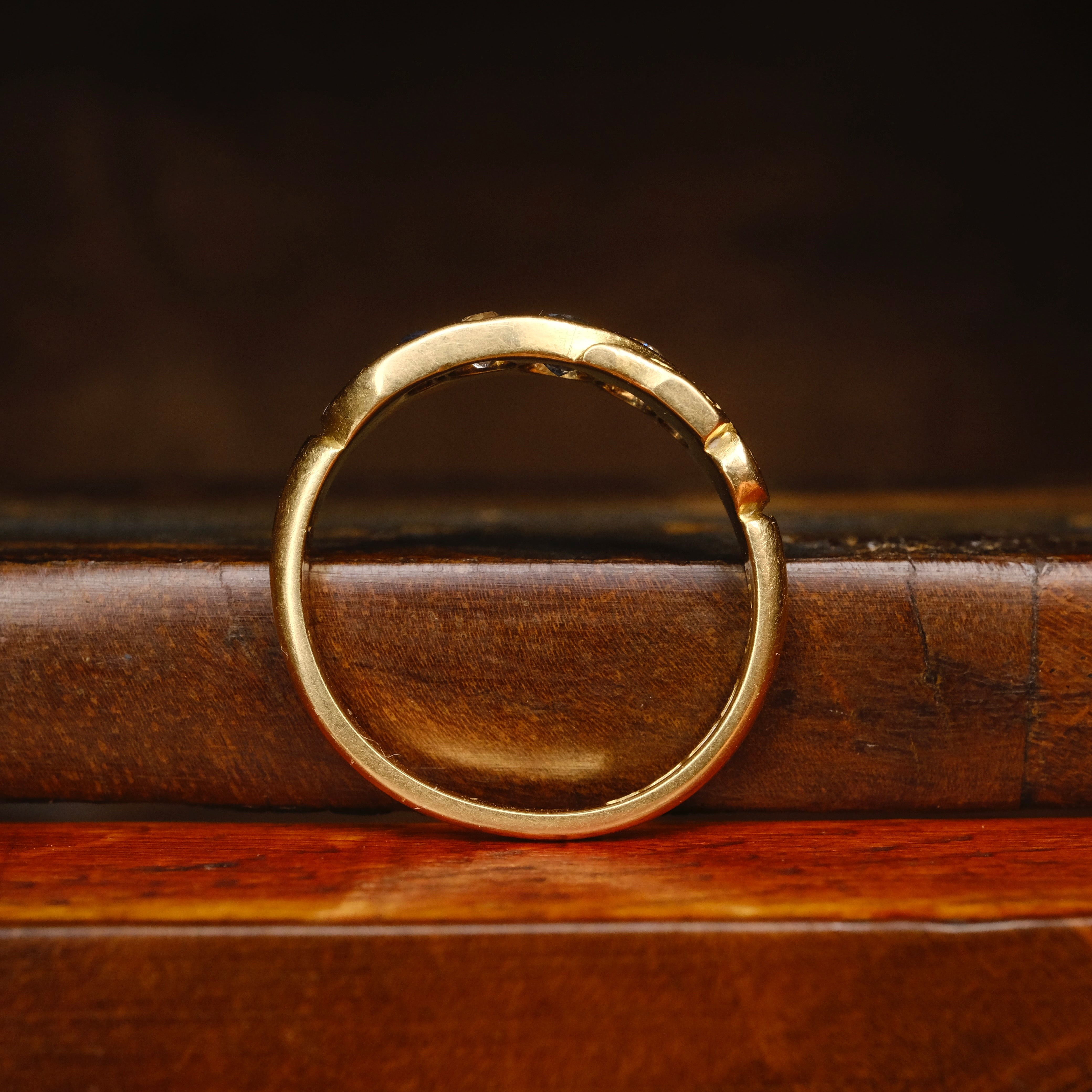 Antique , Victorian 18ct Gold, Sapphire & Old Cut Diamond Ring, Chester Hallmark 1898