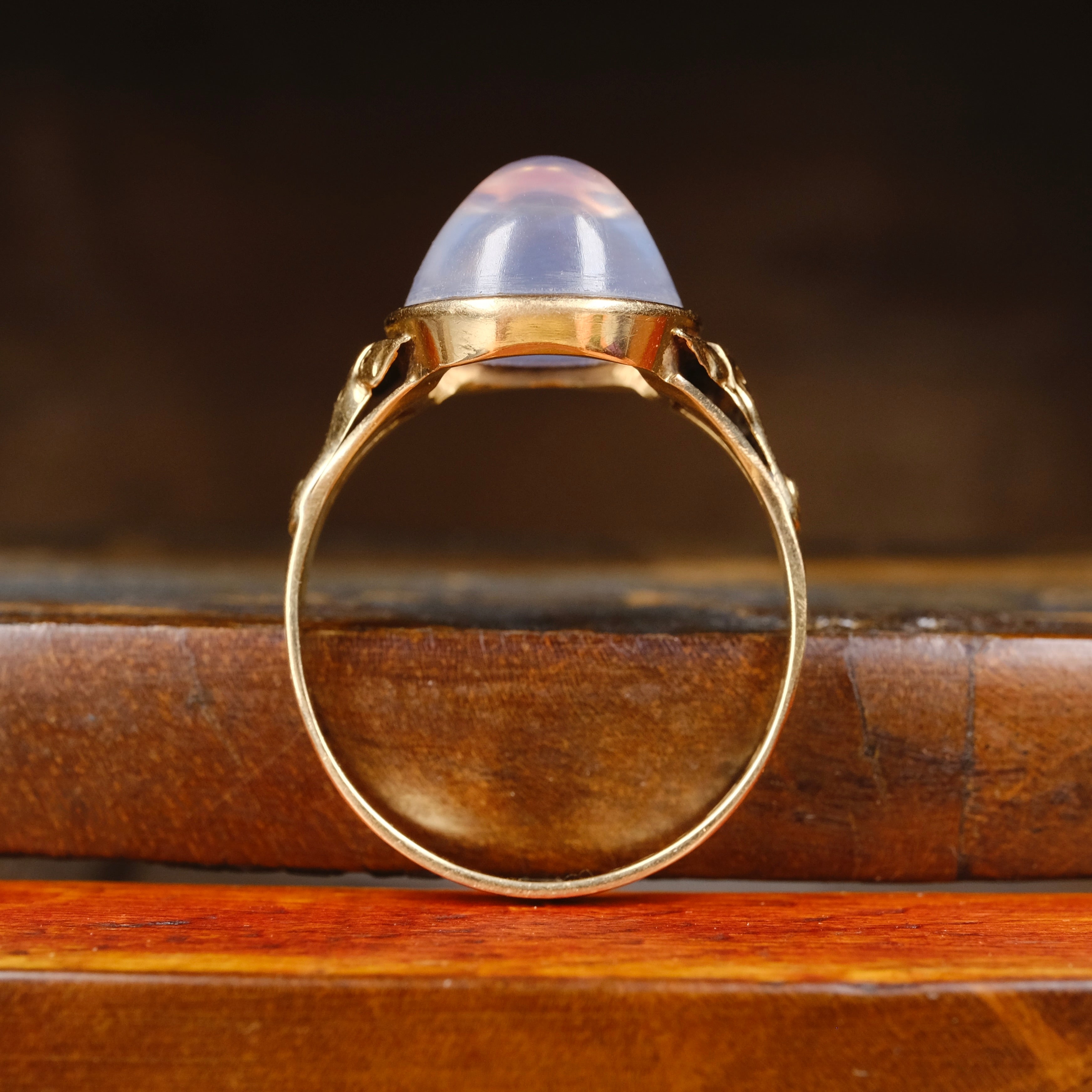 Vintage 1940s, 18ct Gold, Rock Crystal Quartz Cabochon, Solitaire Ring