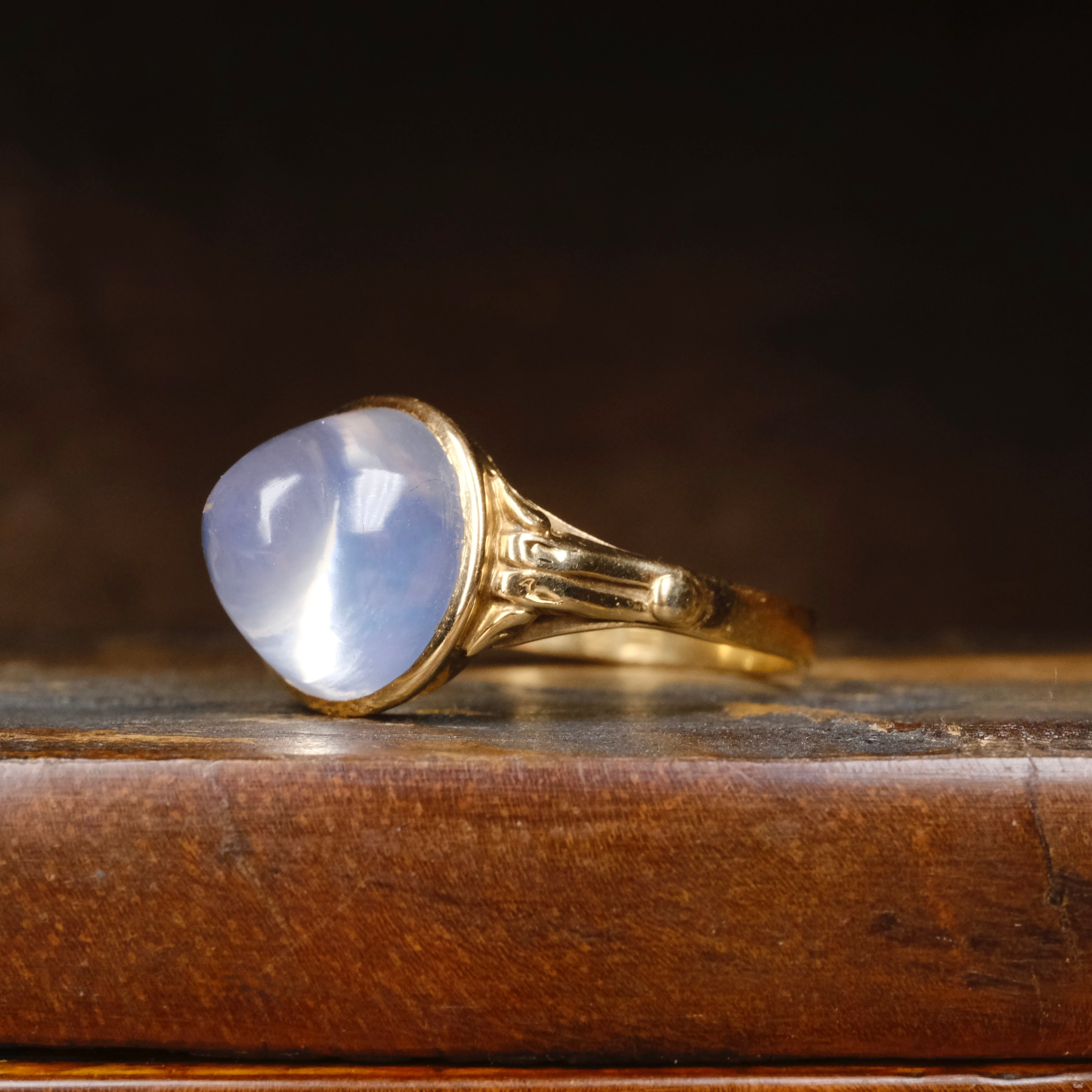 Vintage 1940s, 18ct Gold, Rock Crystal Quartz Cabochon, Solitaire Ring