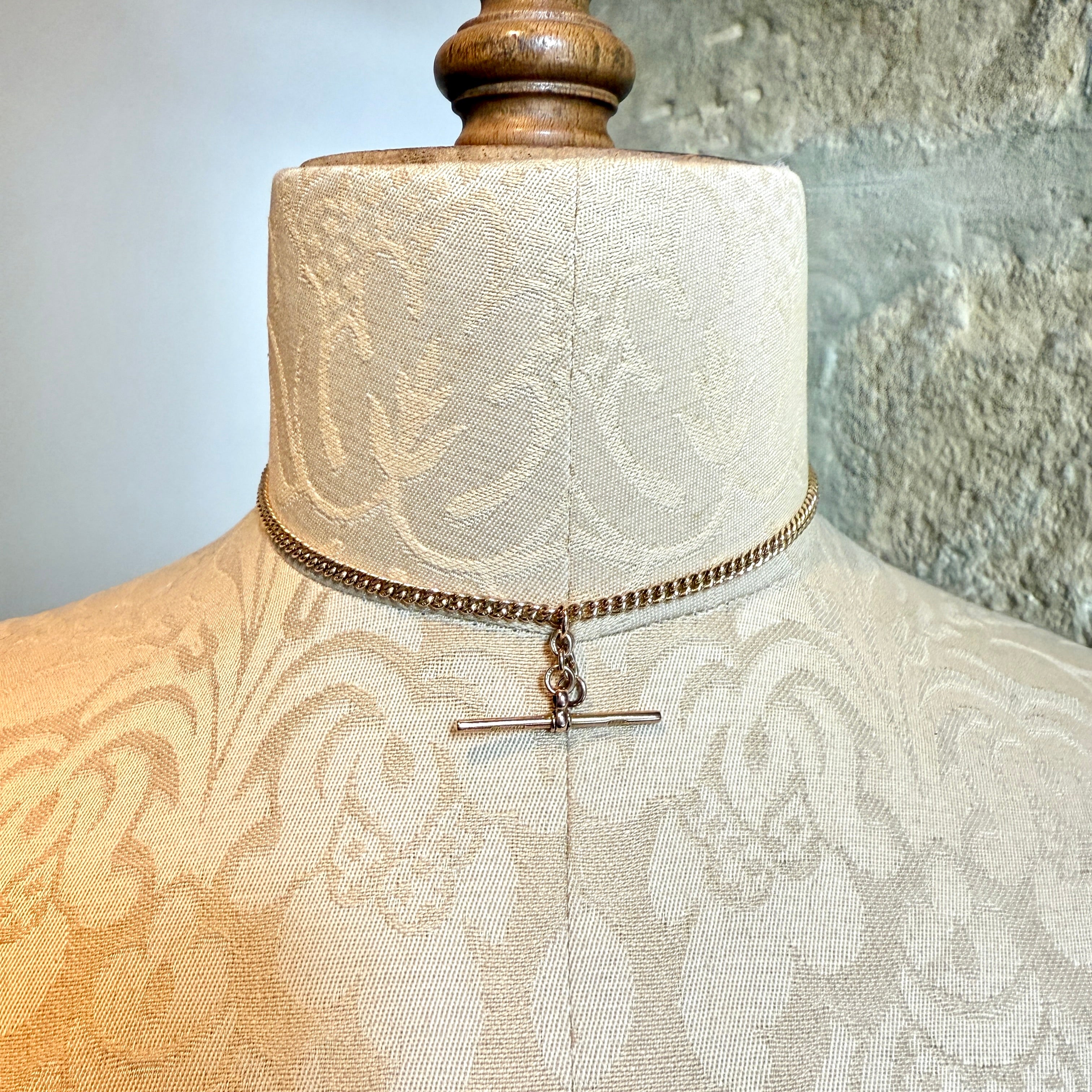 Antique 9ct Rose Gold, Double Albert Watch Chain, Necklace, 18.5 Grams