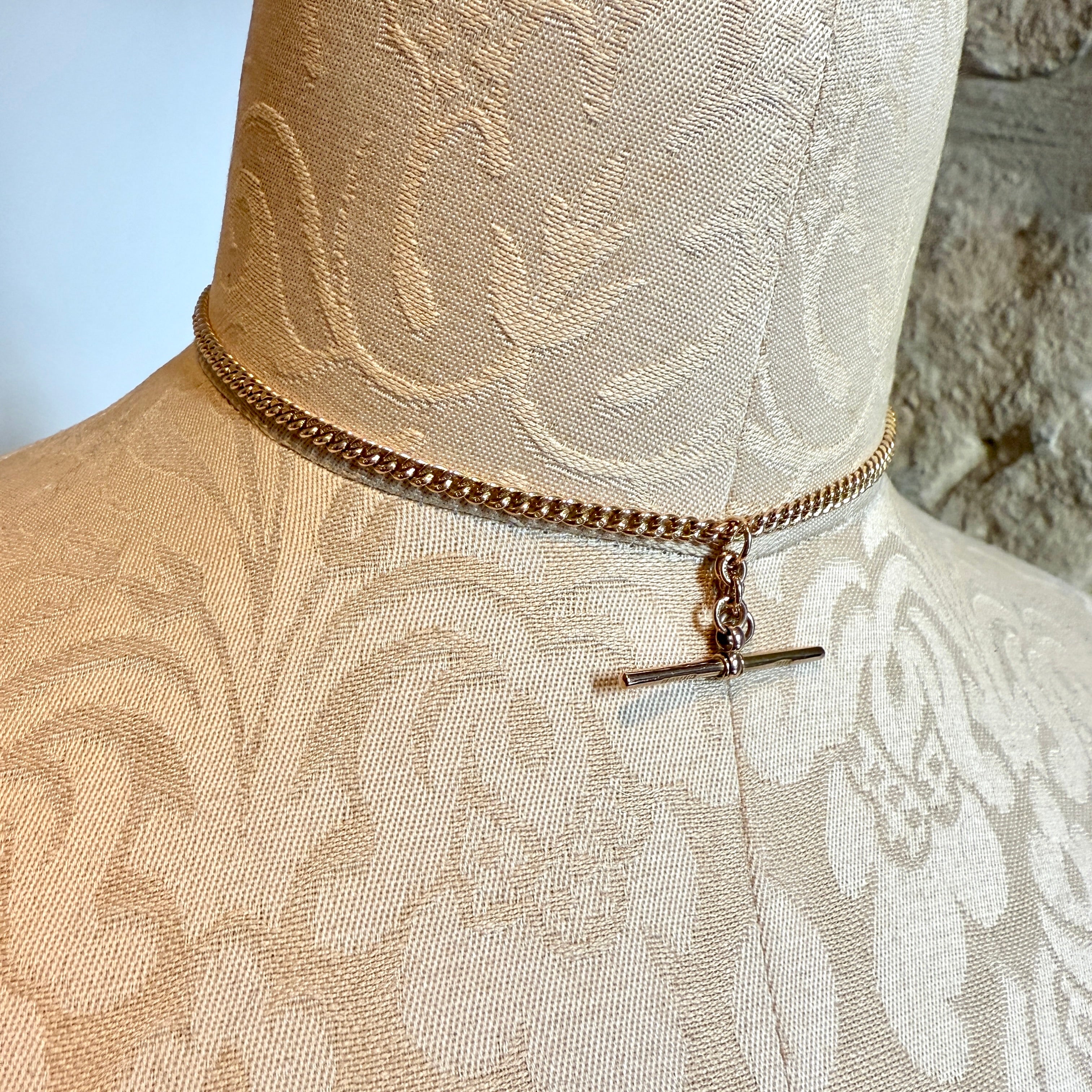 Antique 9ct Rose Gold, Double Albert Watch Chain, Necklace, 18.5 Grams