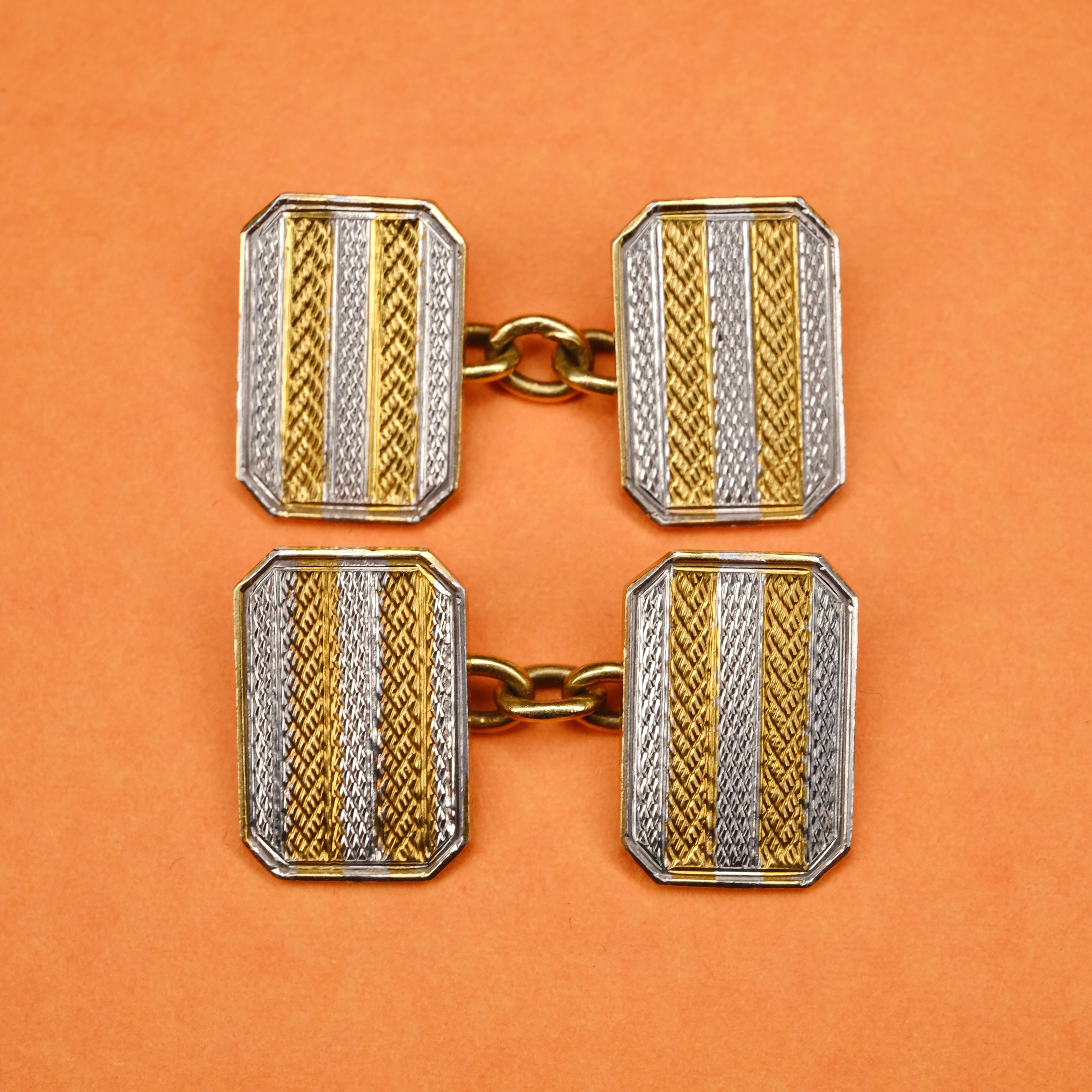 Original Art Deco, 18ct Gold & Platinum Cufflinks In Original Case