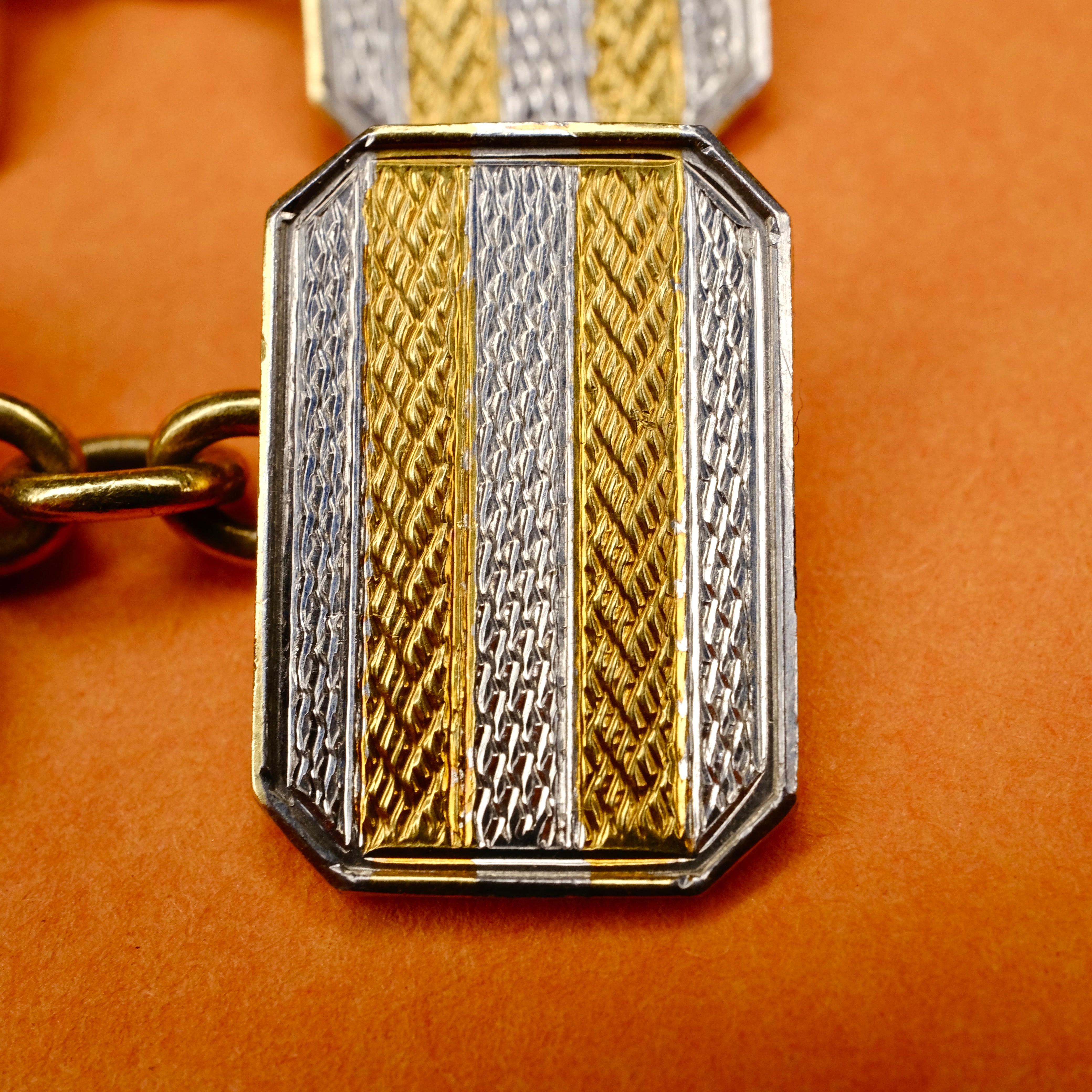 Original Art Deco, 18ct Gold & Platinum Cufflinks In Original Case