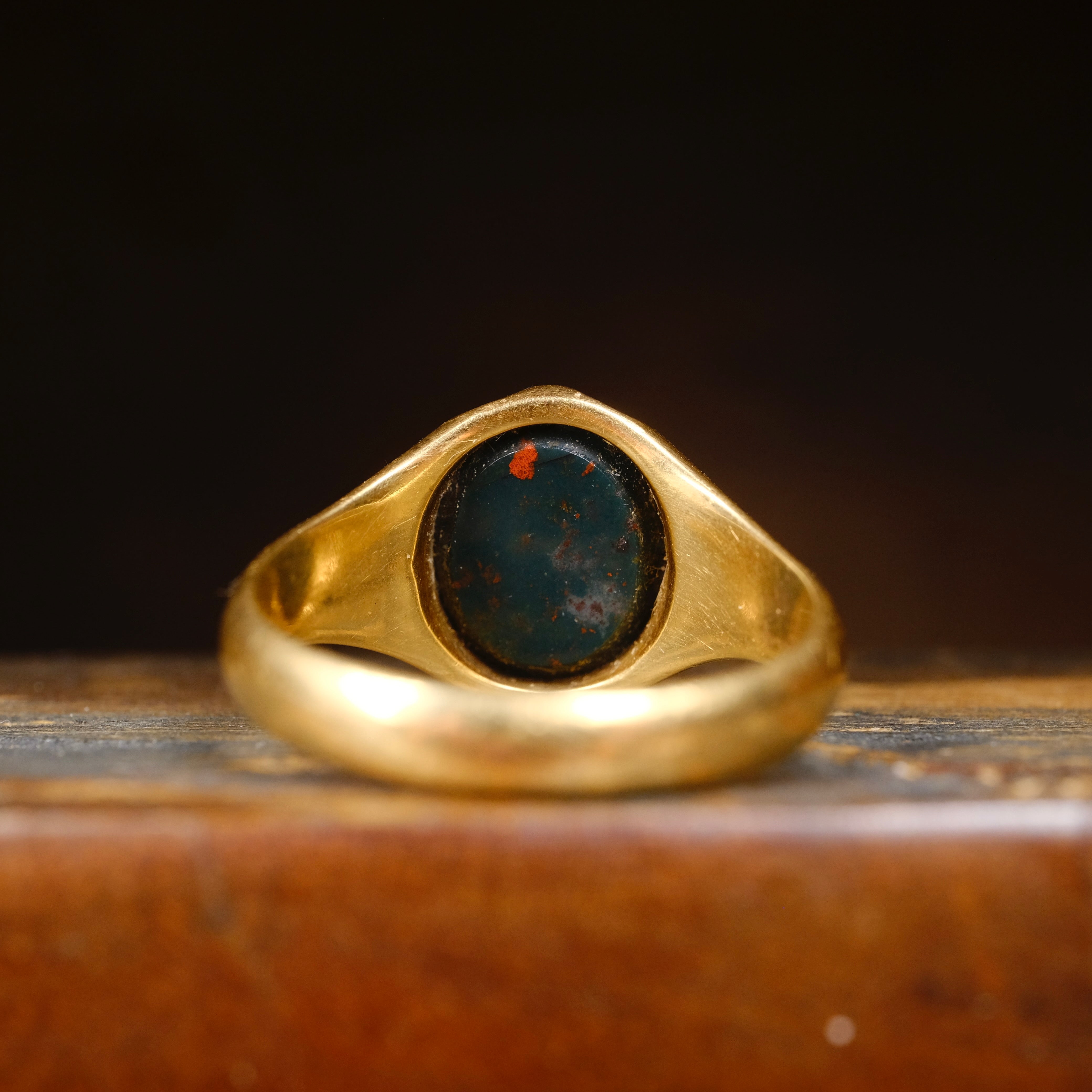 Antique, Gents, Victorian 18ct Gold, Bloodstone Signet Ring, Hallmarked in 1893