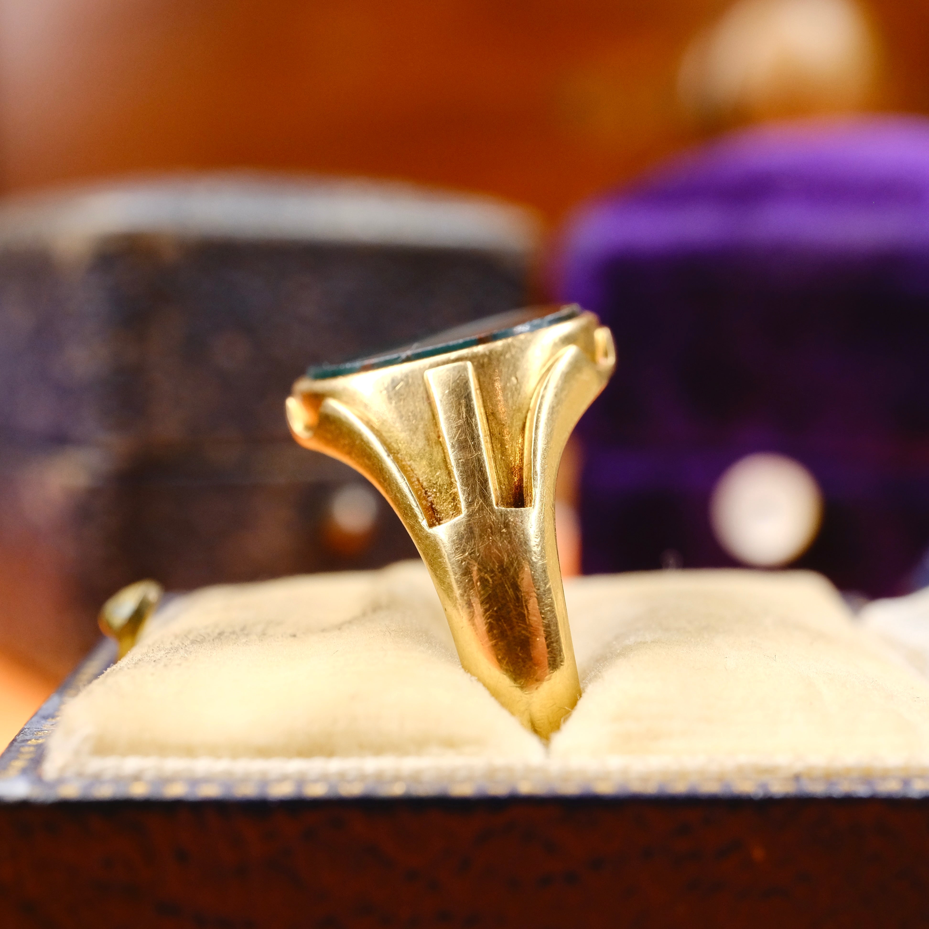 Antique, Gents, Victorian 18ct Gold, Bloodstone Signet Ring, Hallmarked in 1893
