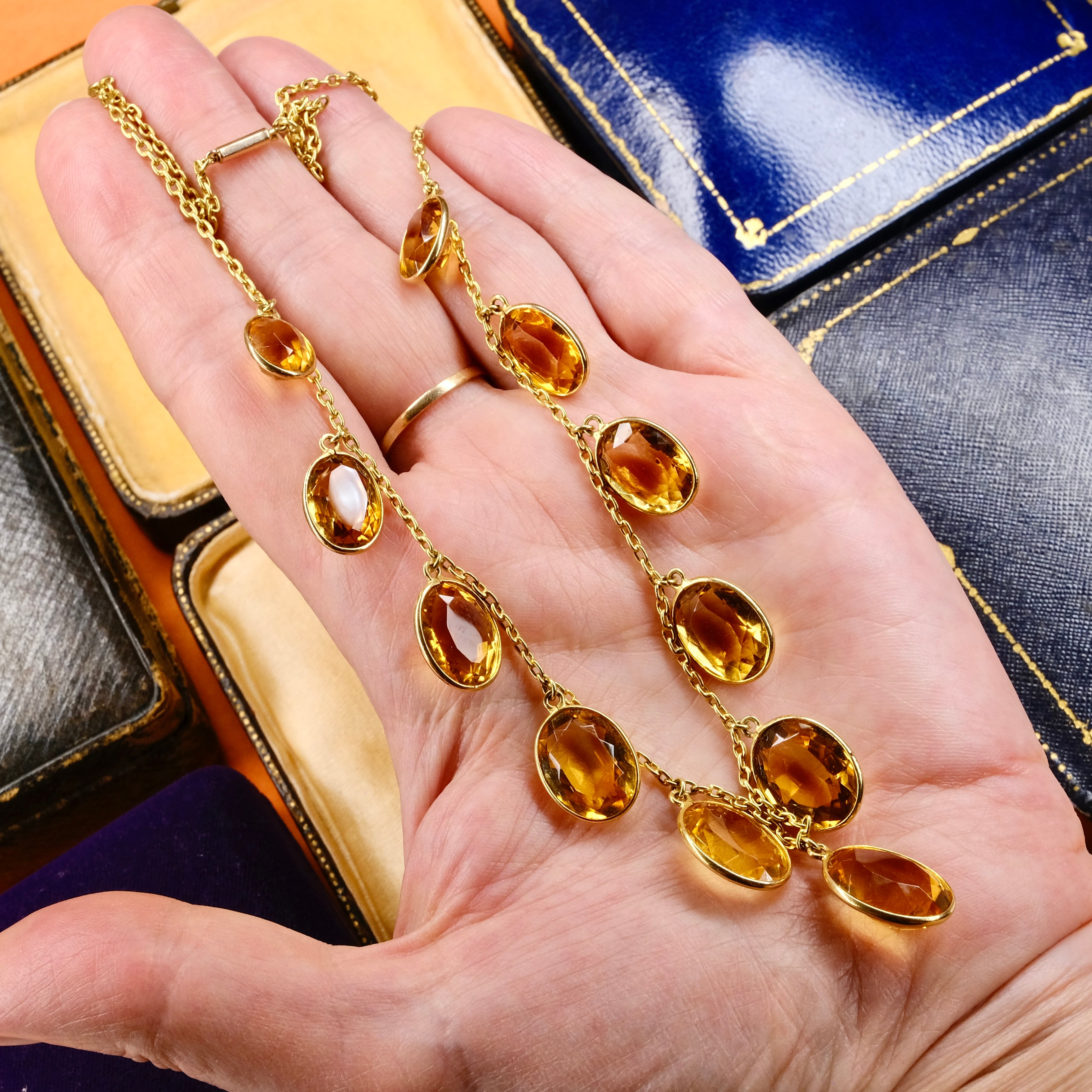 Antique 18ct Gold, Citrine Fringe Necklace