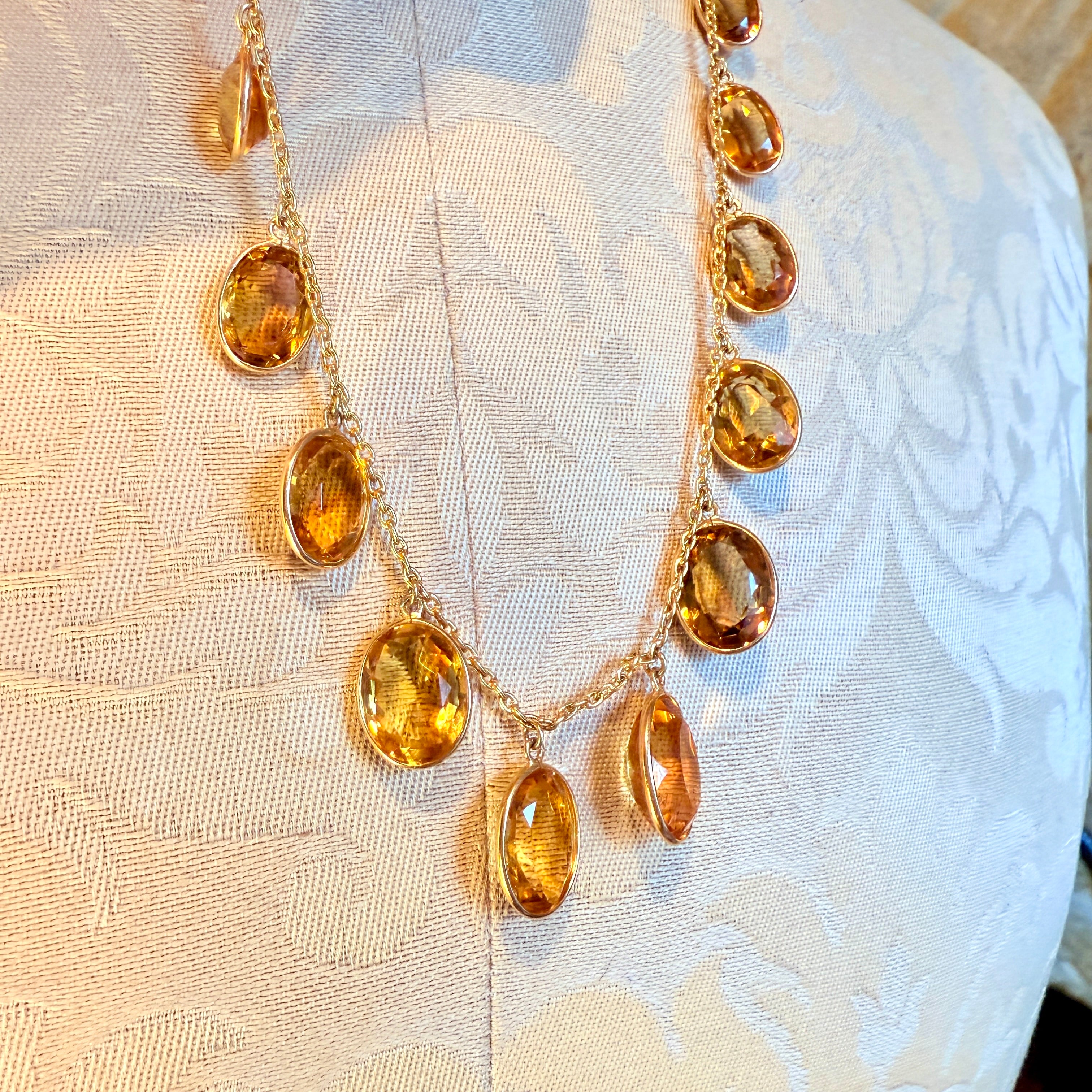 Antique 18ct Gold, Citrine Fringe Necklace