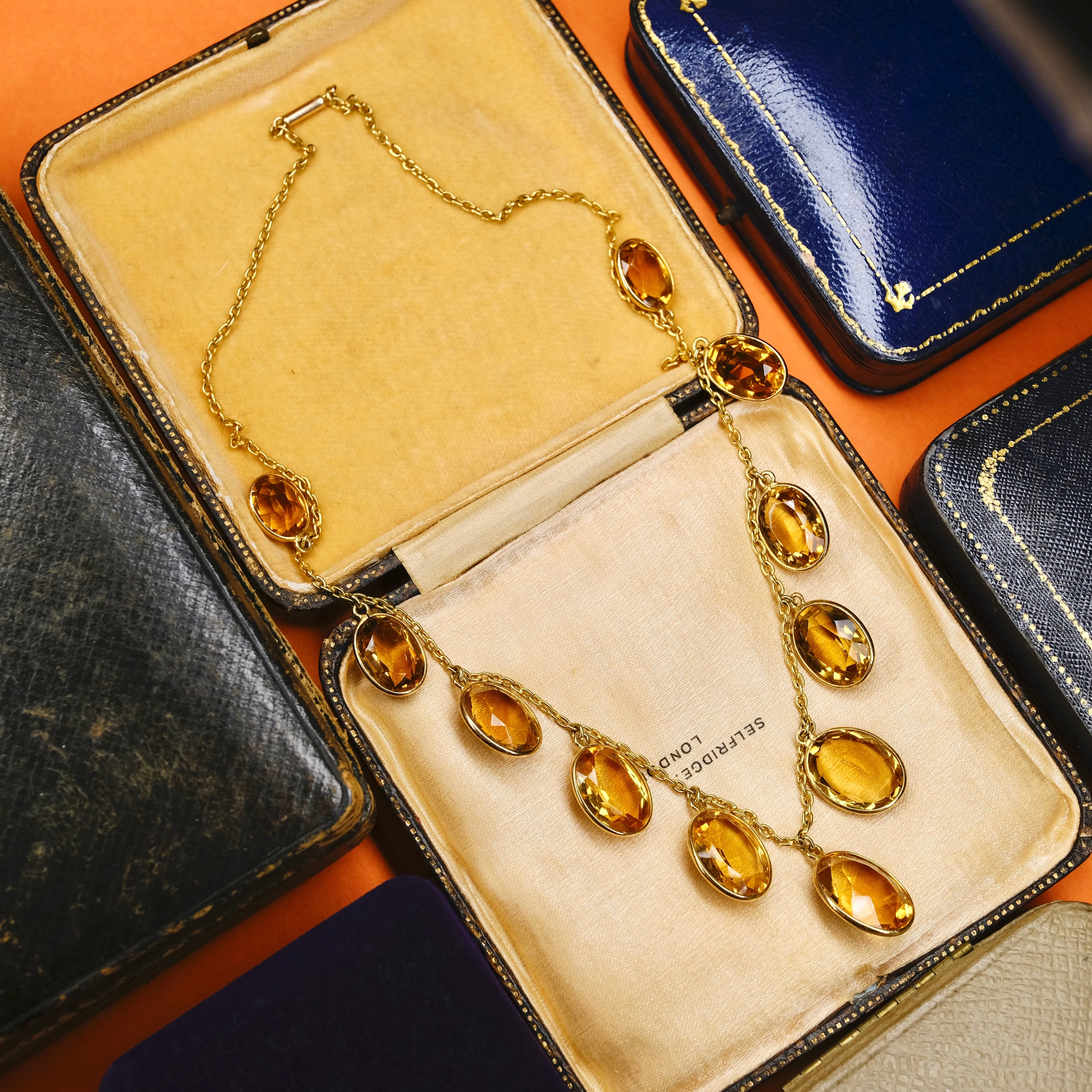 Antique 18ct Gold, Citrine Fringe Necklace