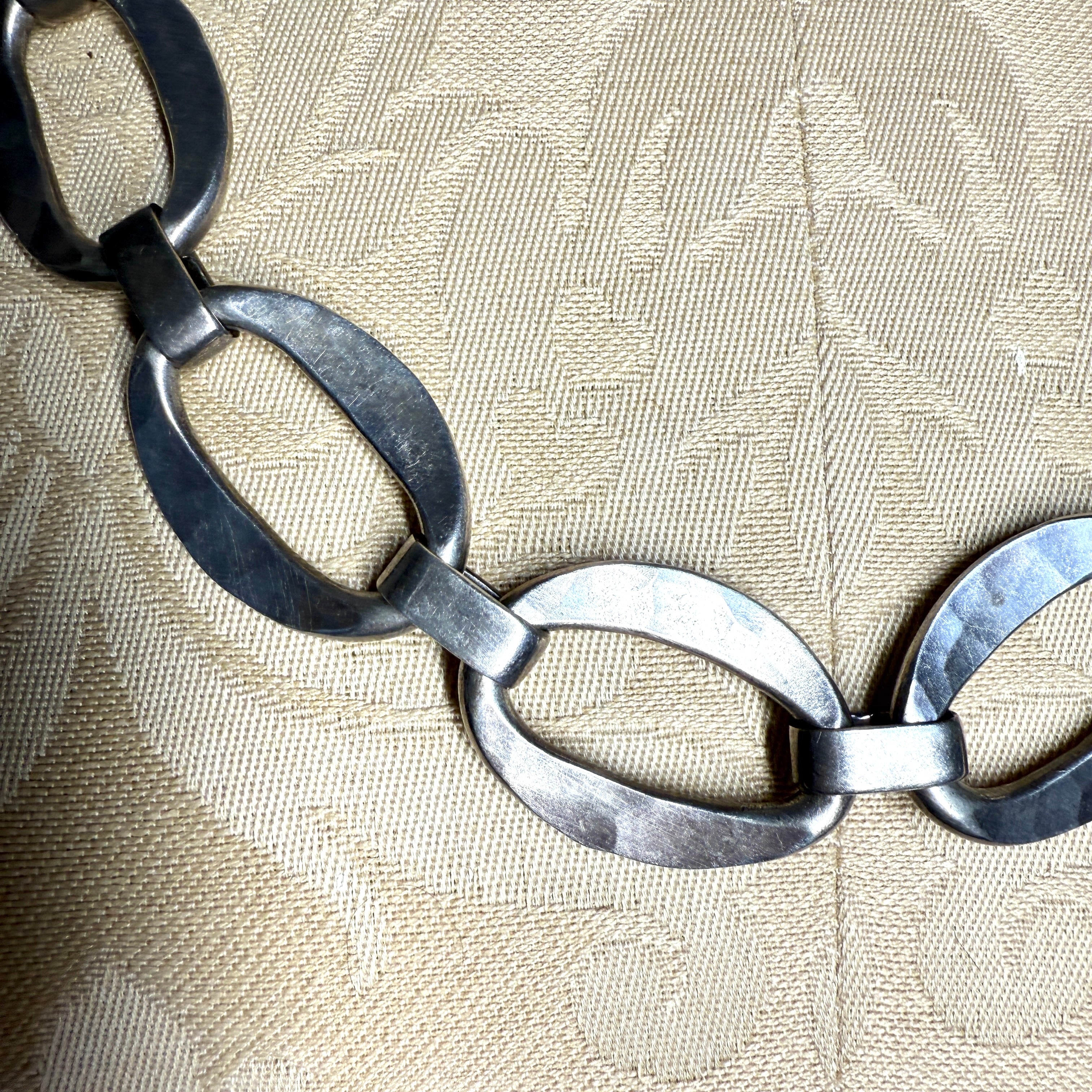 Vintage, Very Heavy Modernist Sterling Silver Statement Necklace, 195 Grams