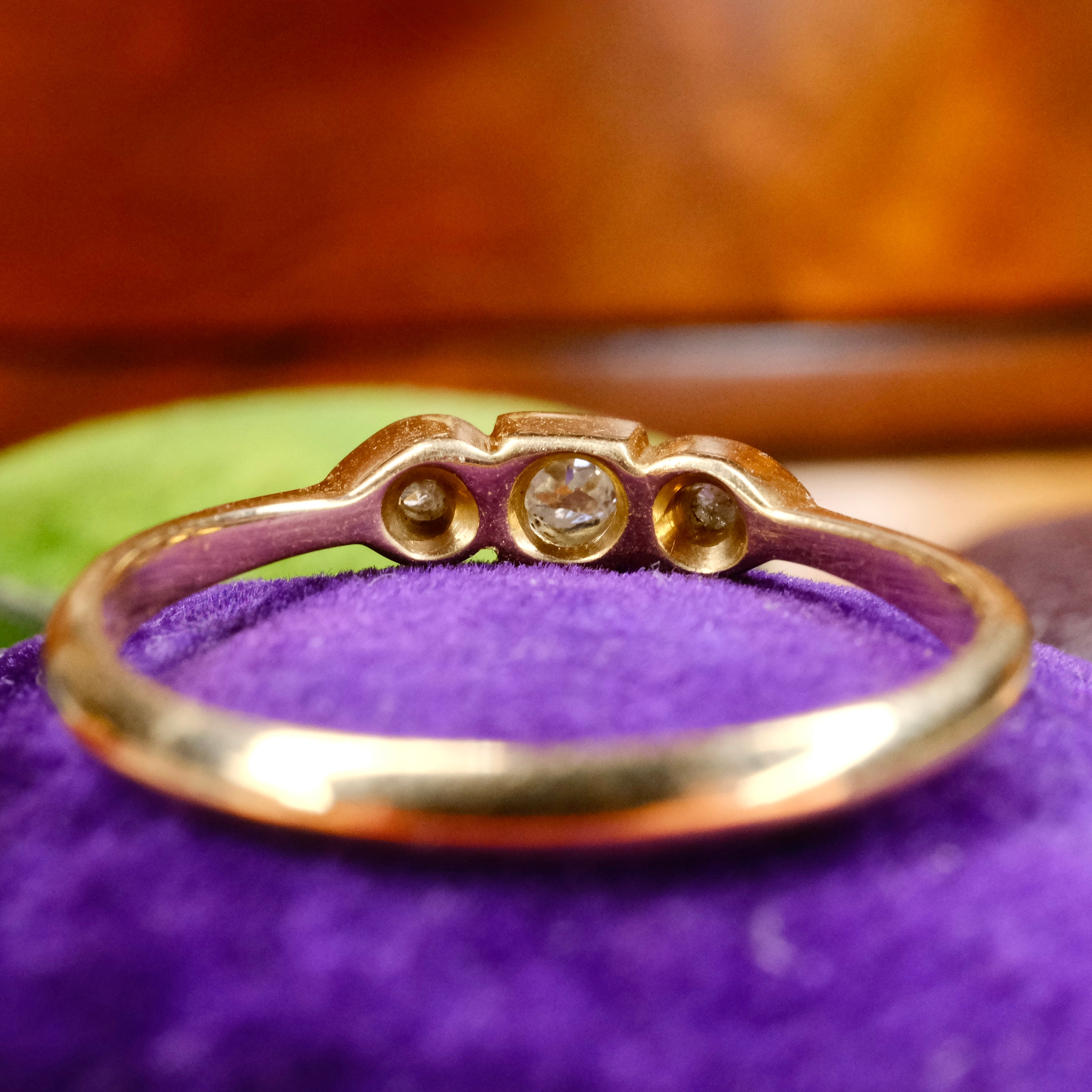 1920s, Art Deco, 18ct Gold, Platinum & Old Cut Diamond, Trilogy Ring