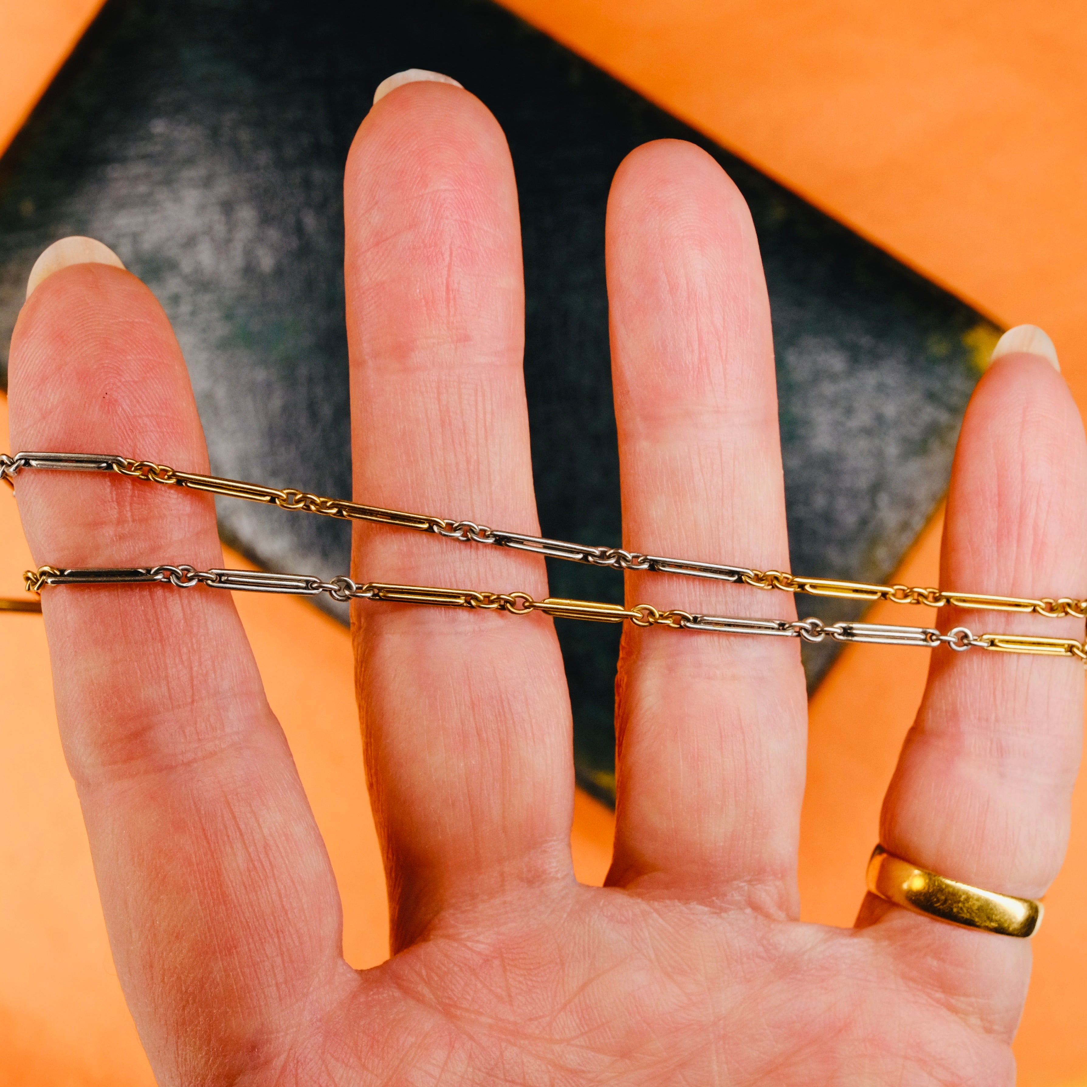 Antique, 18ct & Platinum, Fetter Link, Albert Watch Chain by Manton & Mole