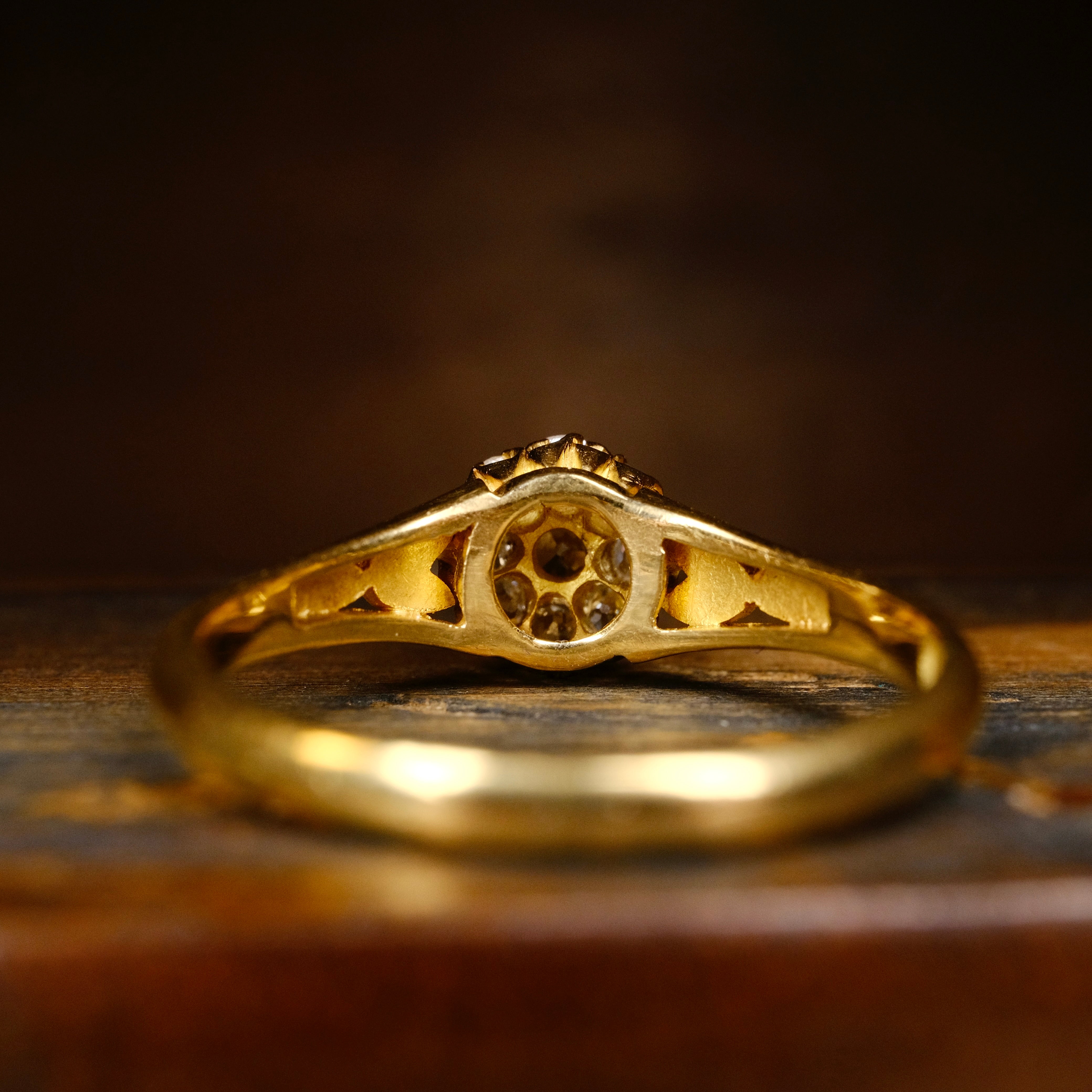 RESERVED 2nd and 3rd layaway payment Antique, Victorian, 18ct Gold, Old Mine Cut Diamond Cluster Ring (Copy)