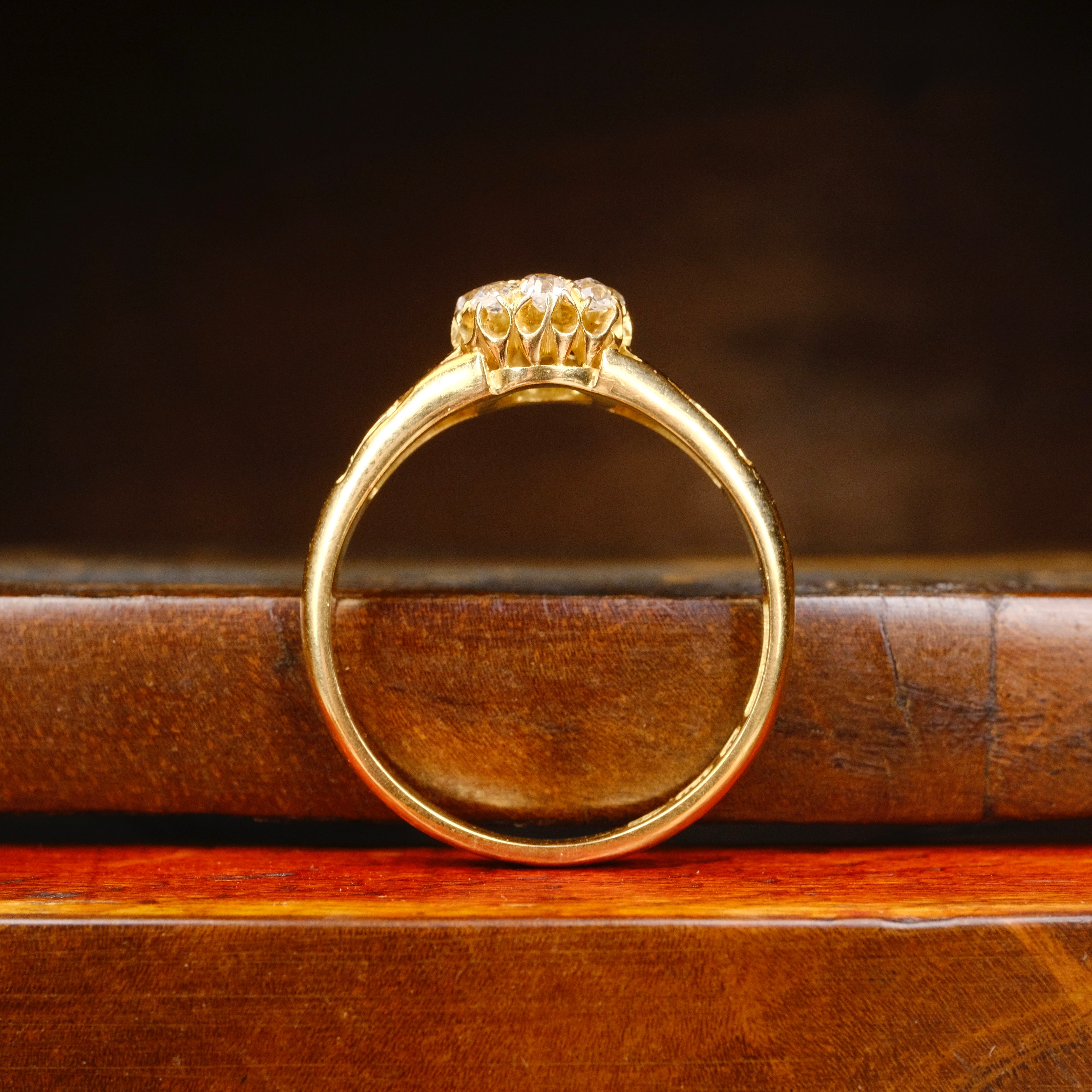 RESERVED 2nd and 3rd layaway payment Antique, Victorian, 18ct Gold, Old Mine Cut Diamond Cluster Ring (Copy)